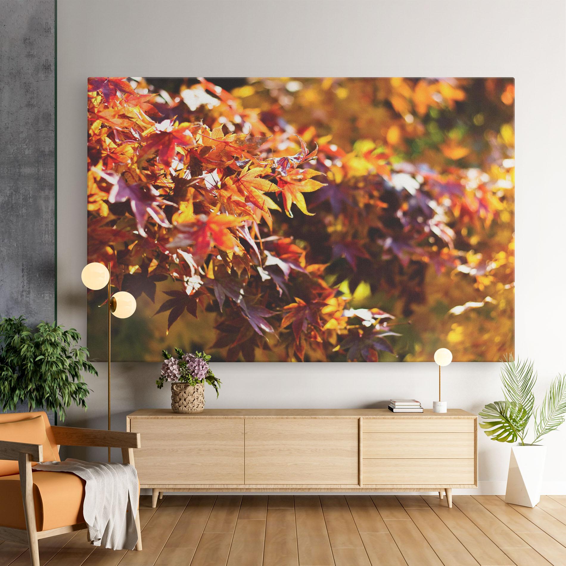 Leinwandbild Dark Red Leaves mockup 9