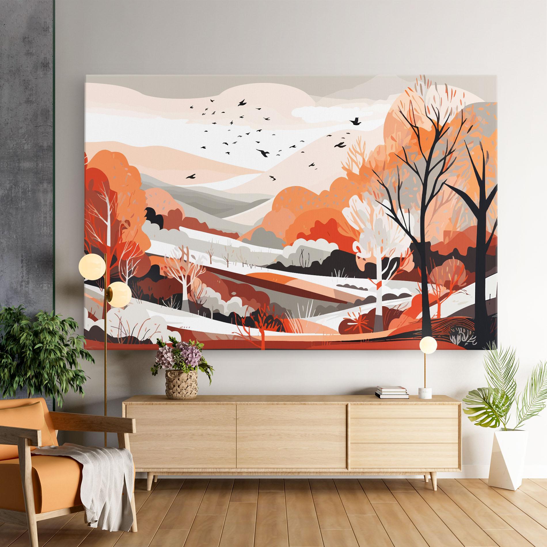 Leinwandbild Grey Orange Autumn mockup 9