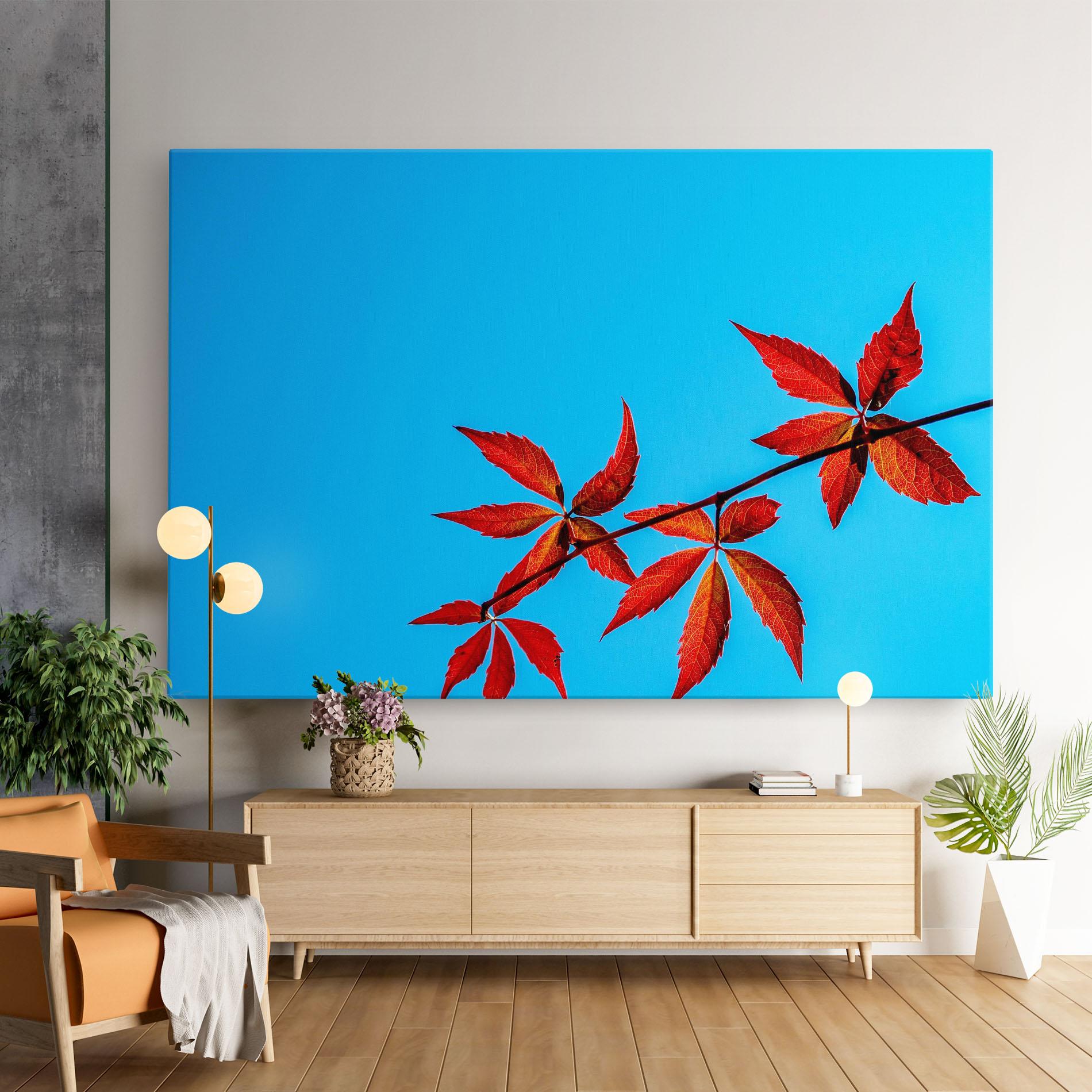 Leinwandbild Red Small Leaves mockup 9