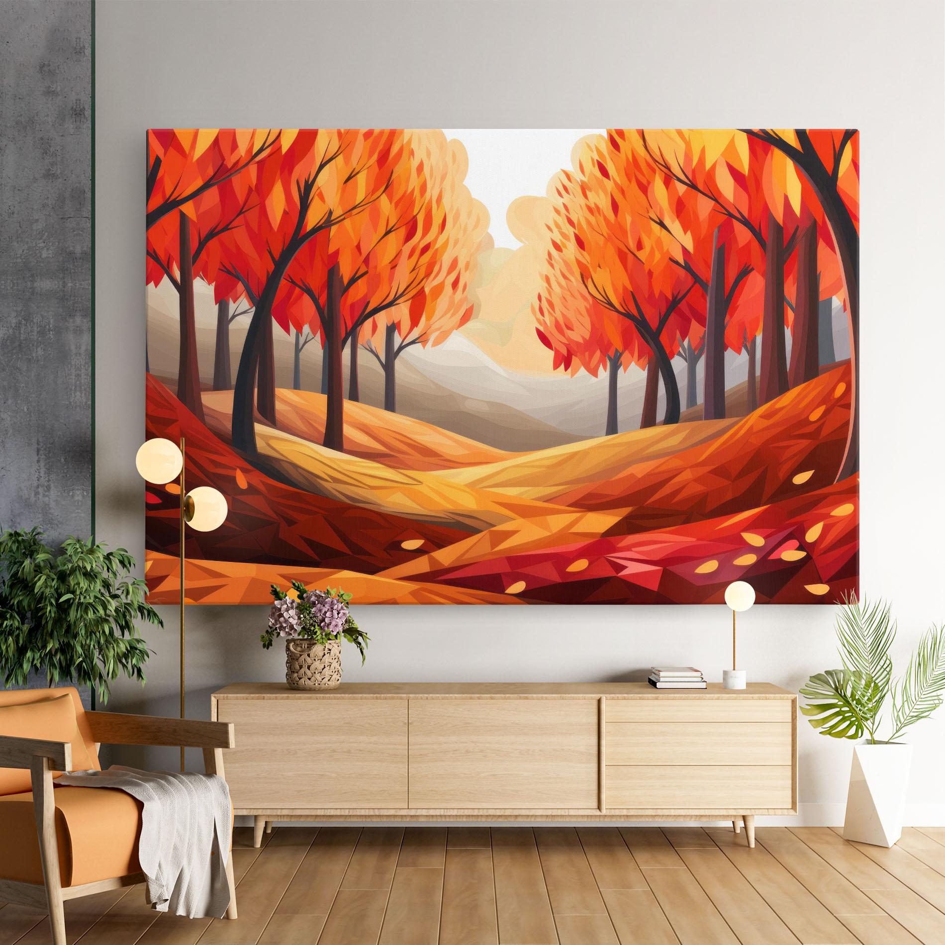 Leinwandbild Red Trees Art mockup 9