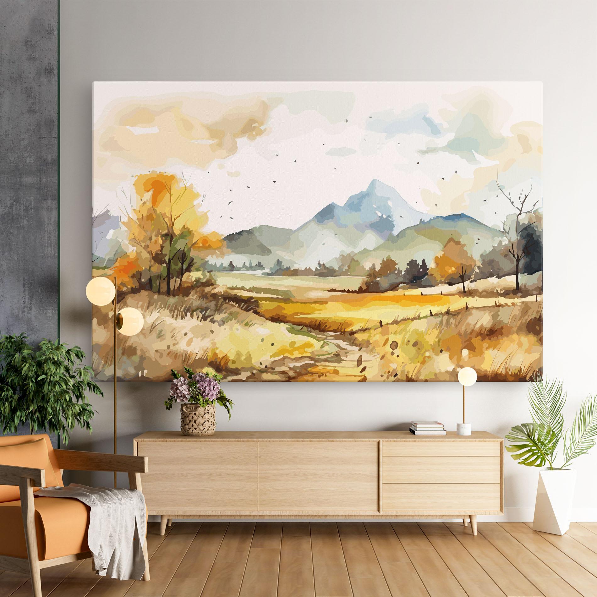 Leinwandbild Yellow Blue Autumn mockup 9