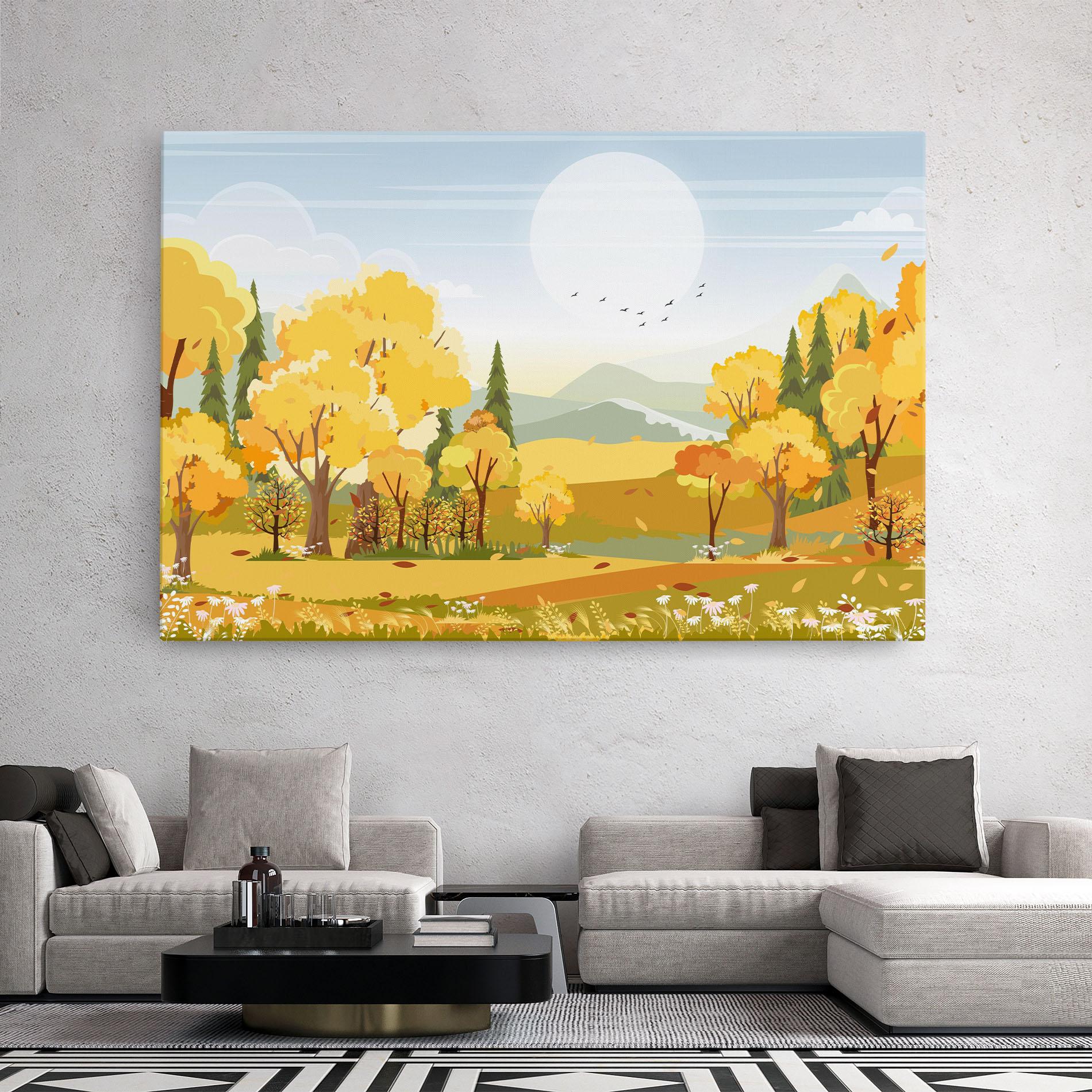 Leinwandbild Autumn Yellow View mockup 2