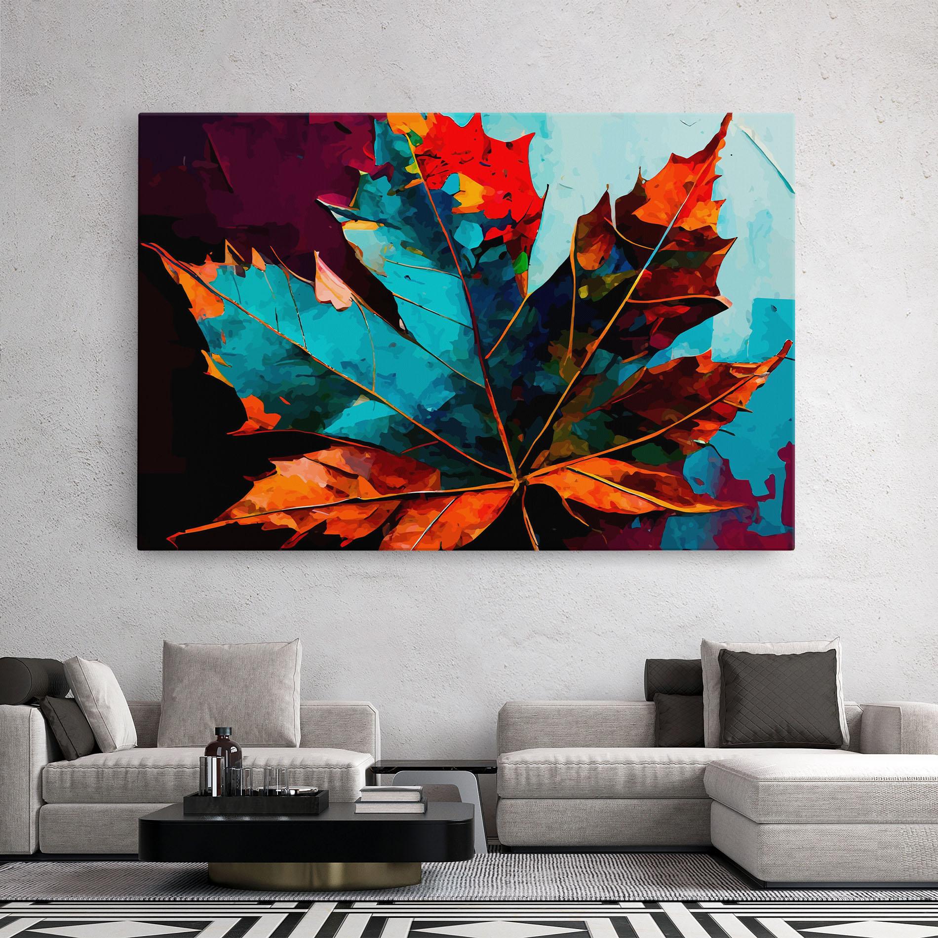 Leinwandbild Blue Orange Leaf mockup 2