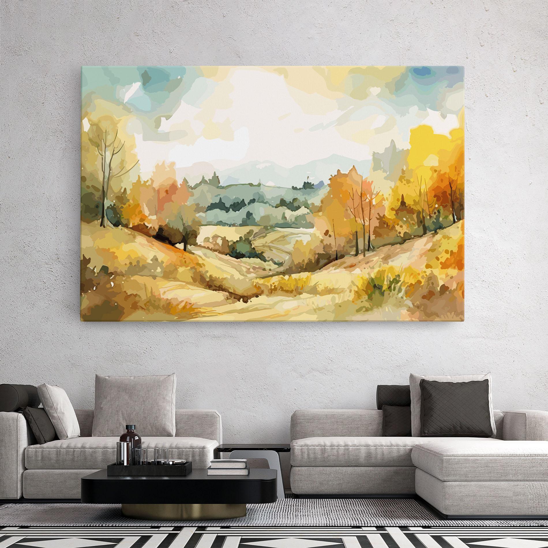 Leinwandbild Green Yellow Autumn mockup 2