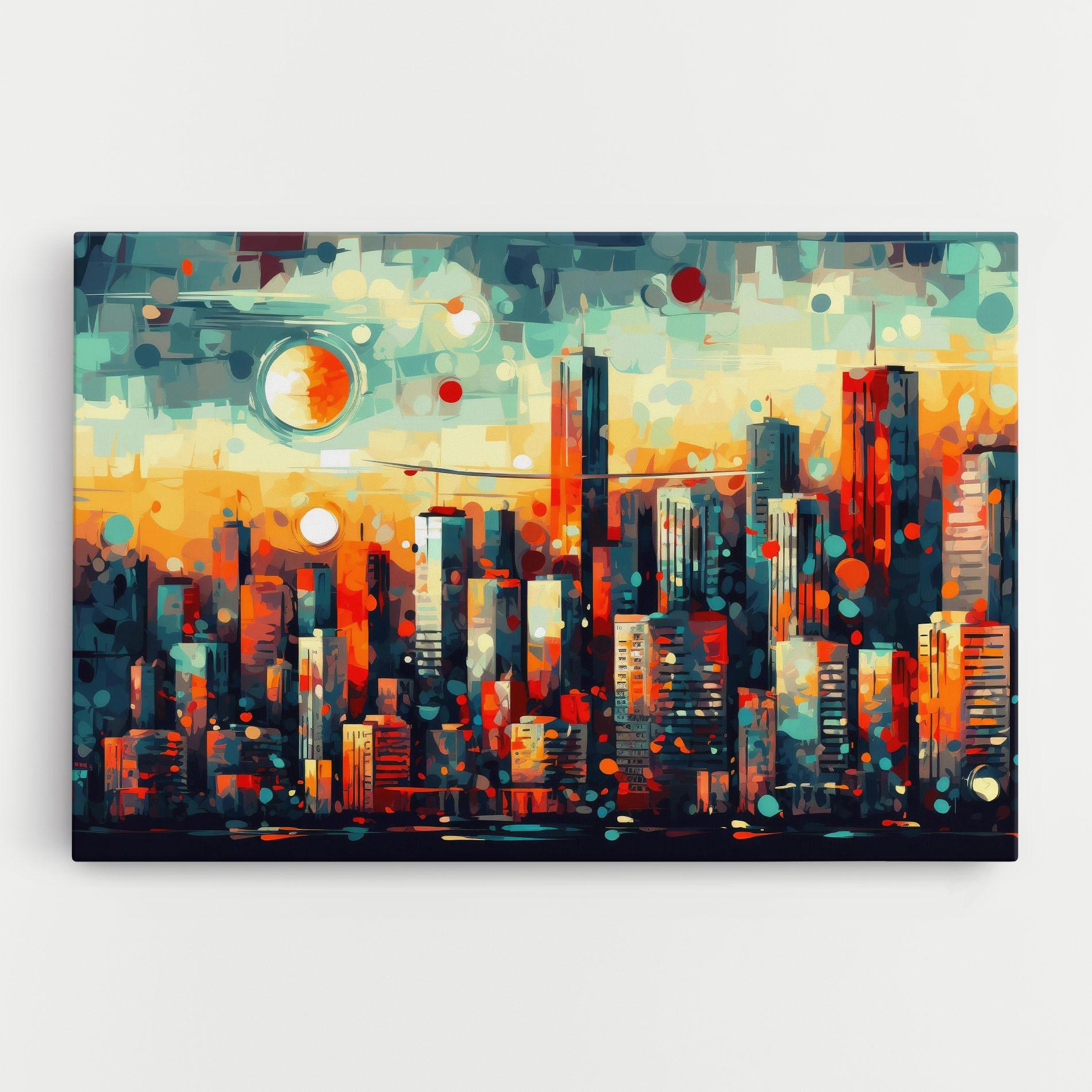 Leinwandbild Colorful City Painting mockup 0