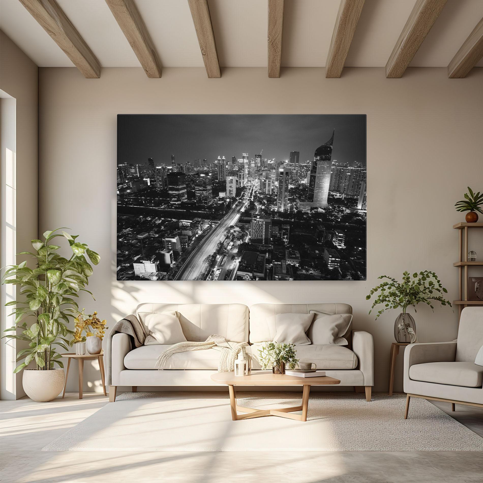 Leinwandbild Grey Lights City mockup 6