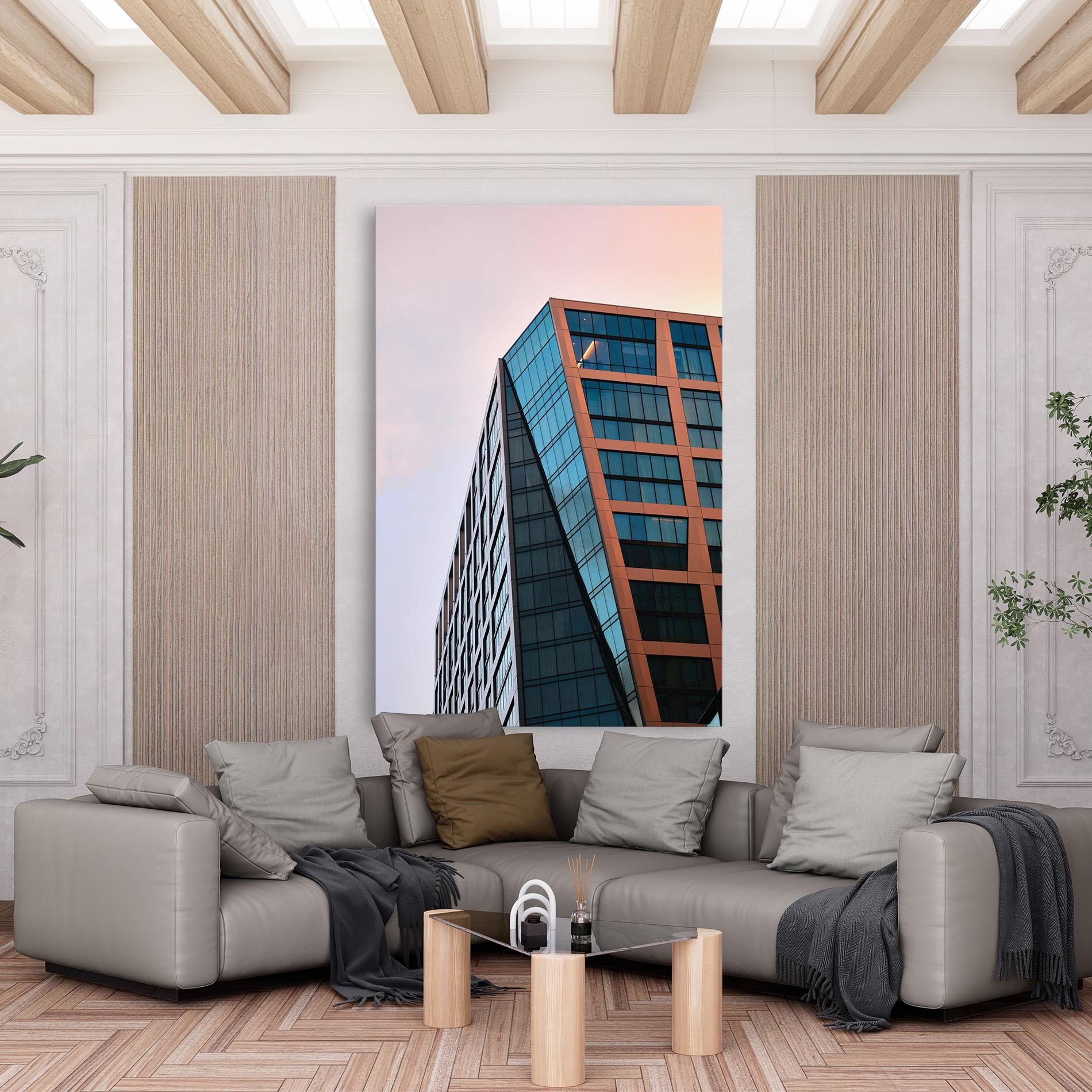 Leinwandbild Blue Glass Building mockup 6