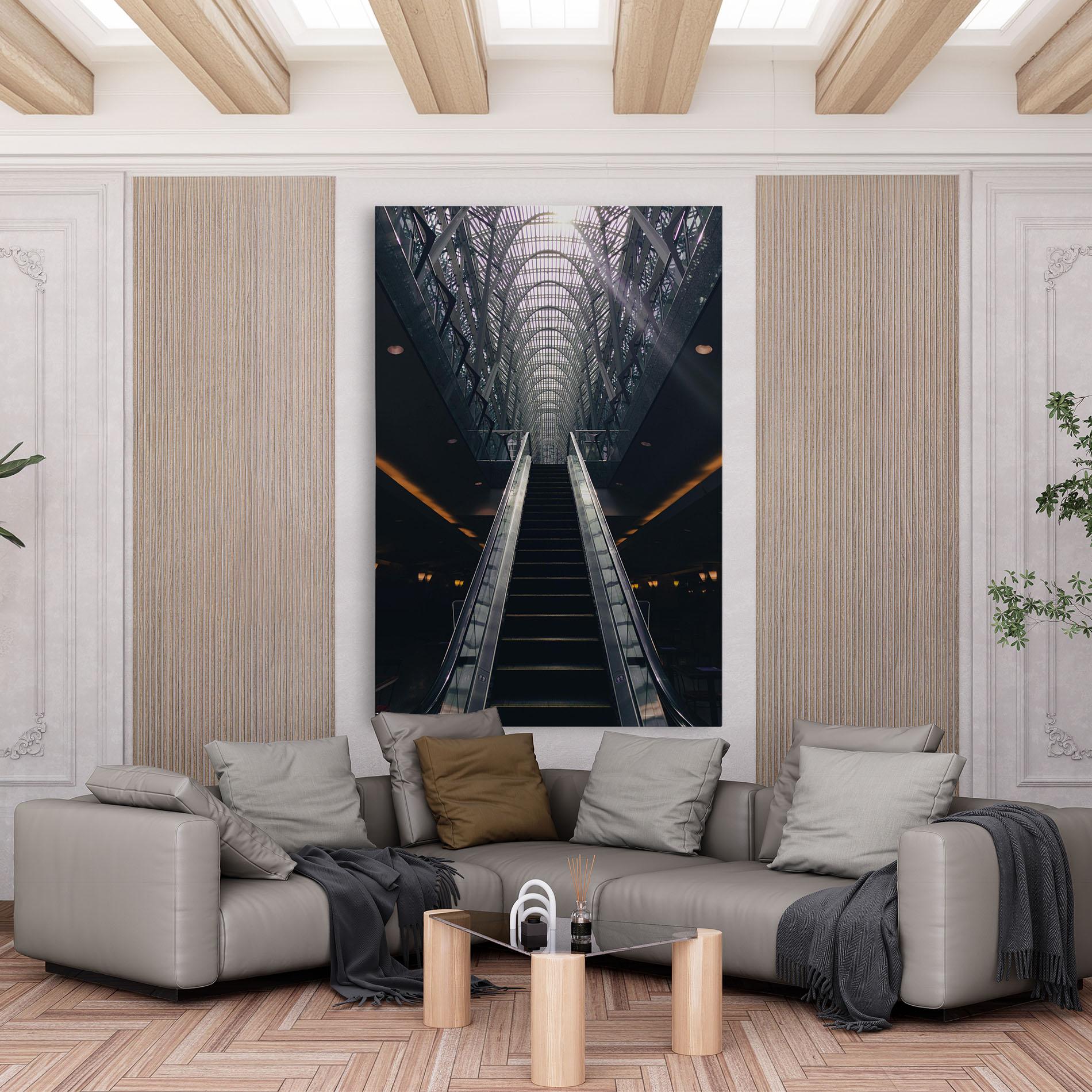 Leinwandbild Grey Stairs Building mockup 6