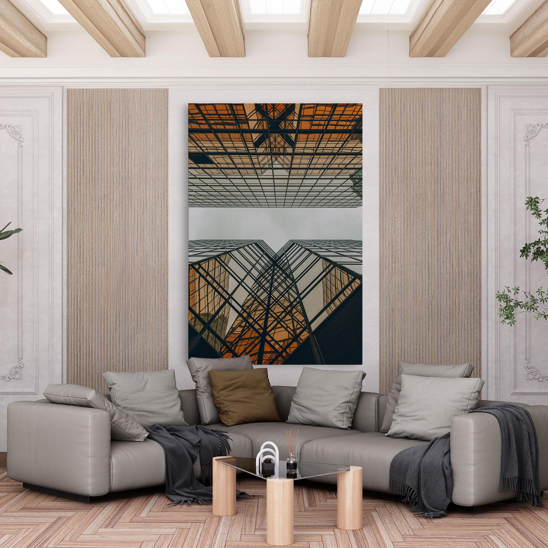 Leinwandbild Orange Glass Building mockup 6