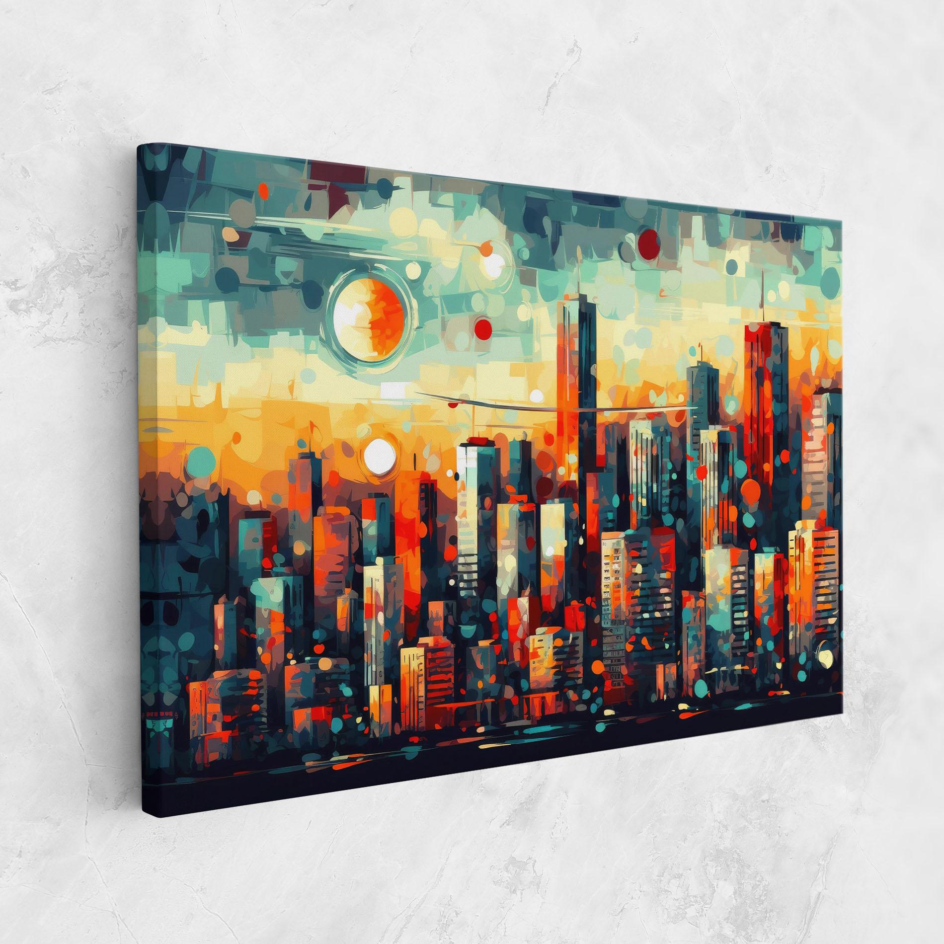 Leinwandbild Colorful City Painting mockup 1