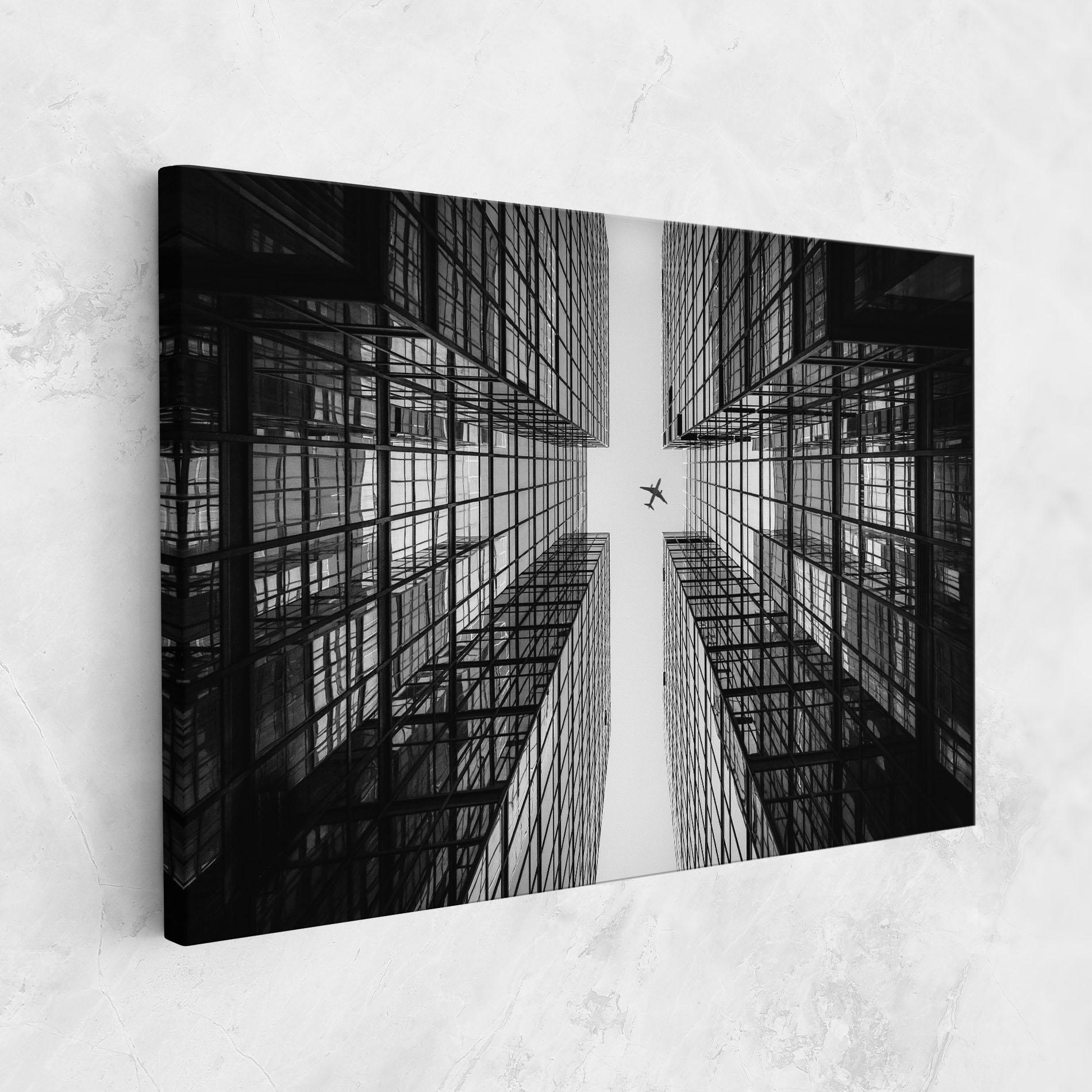 Leinwandbild Plane Grey Building mockup 1