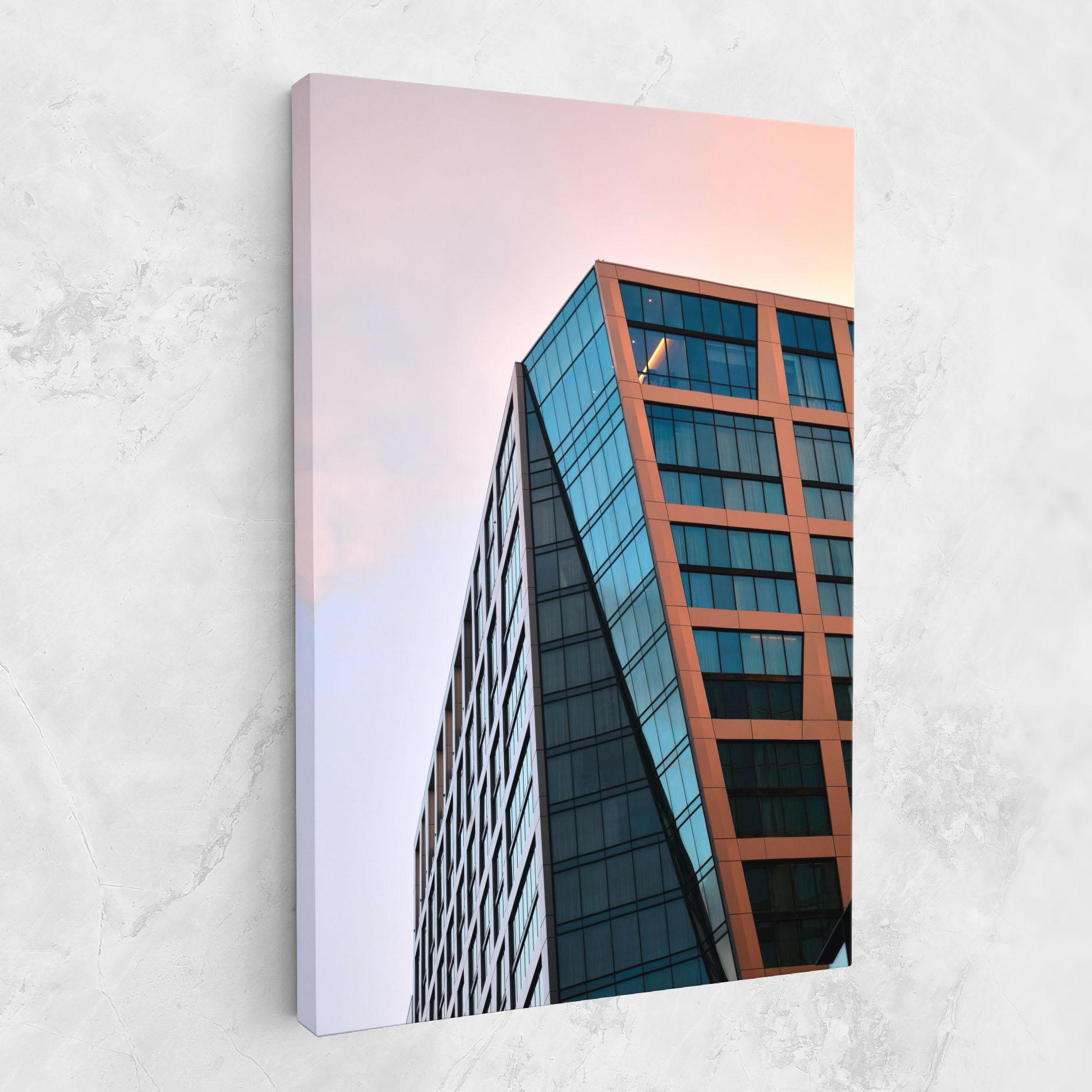 Leinwandbild Blue Glass Building mockup 1
