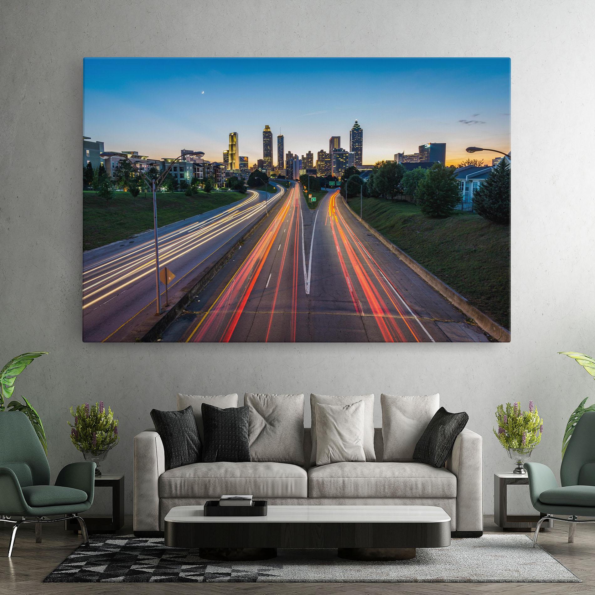 Leinwandbild Car Lights City mockup 7