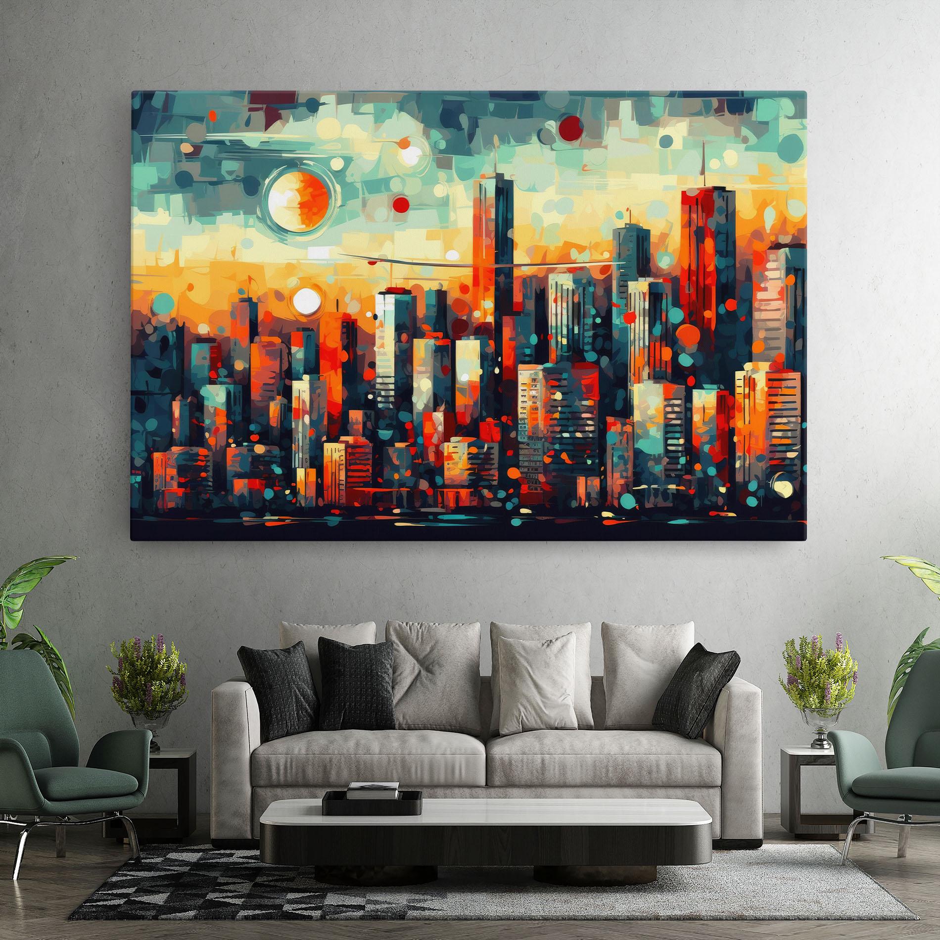 Leinwandbild Colorful City Painting mockup 7