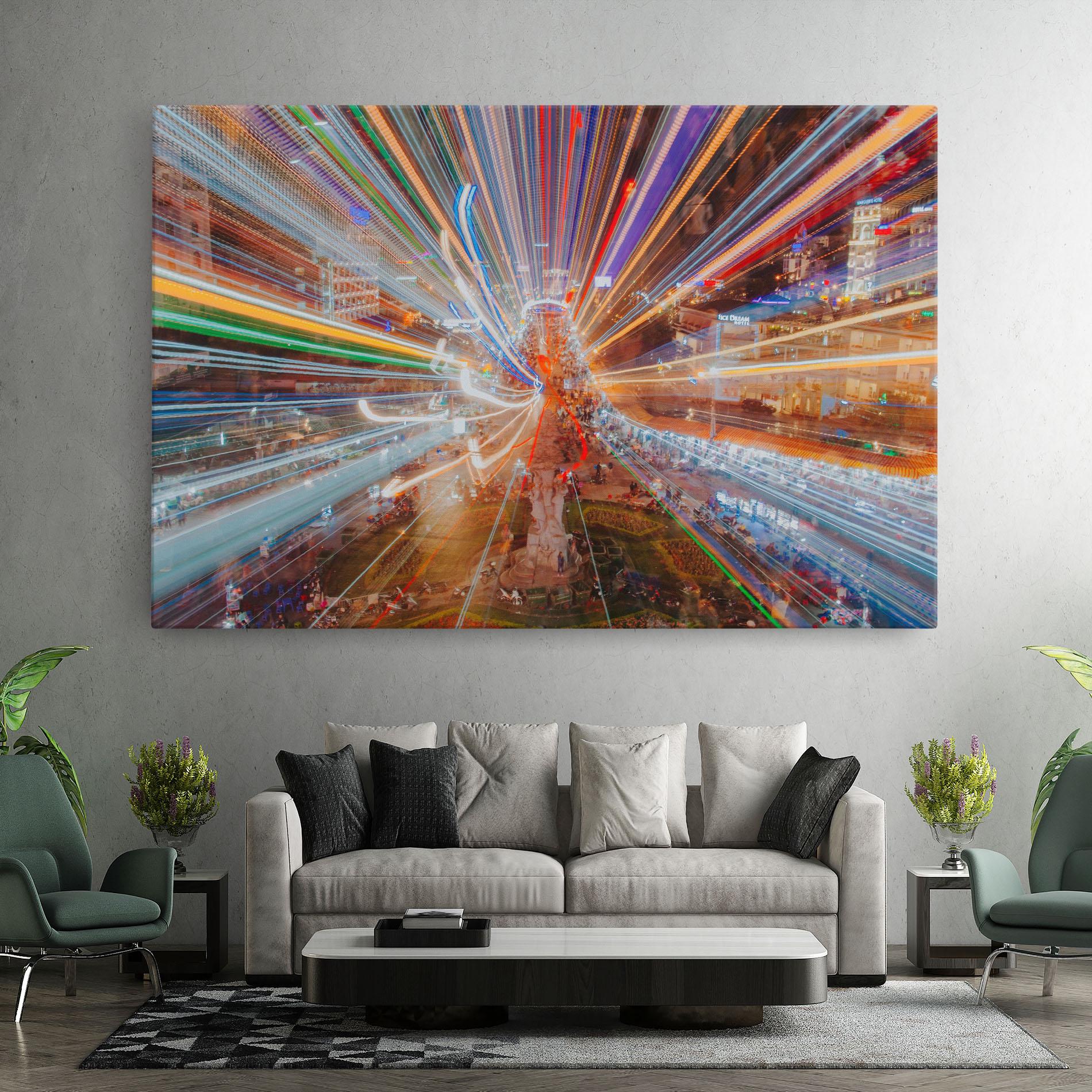 Leinwandbild Colorful Light City mockup 7