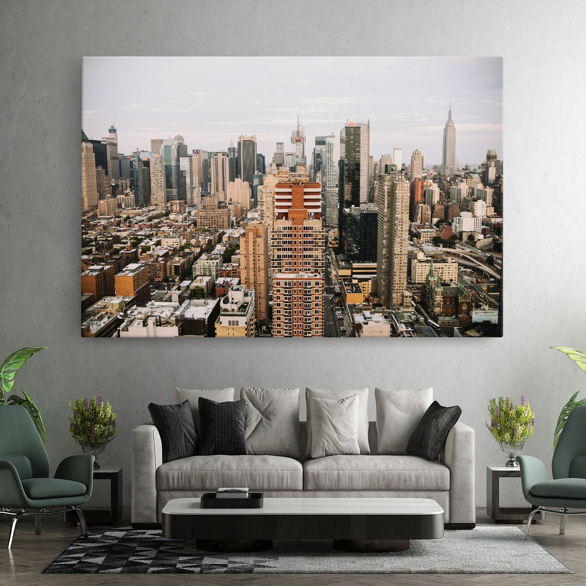 Leinwandbild Cream Orange Building mockup 7