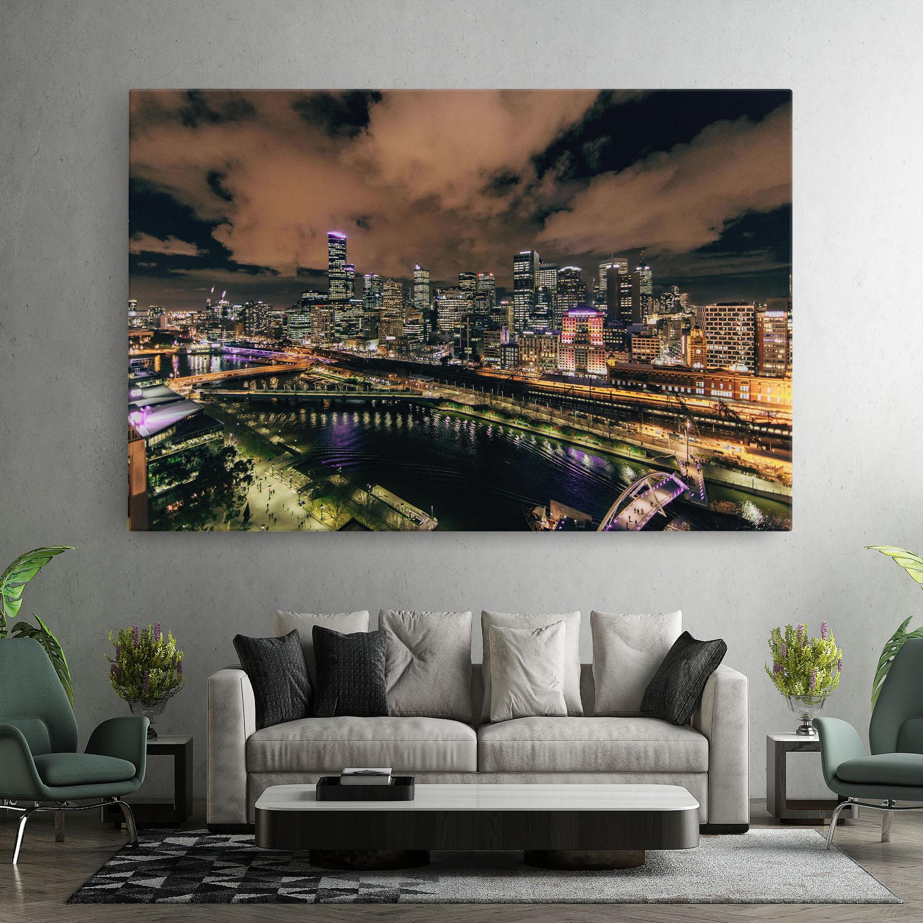 Leinwandbild Green Purple City mockup 7