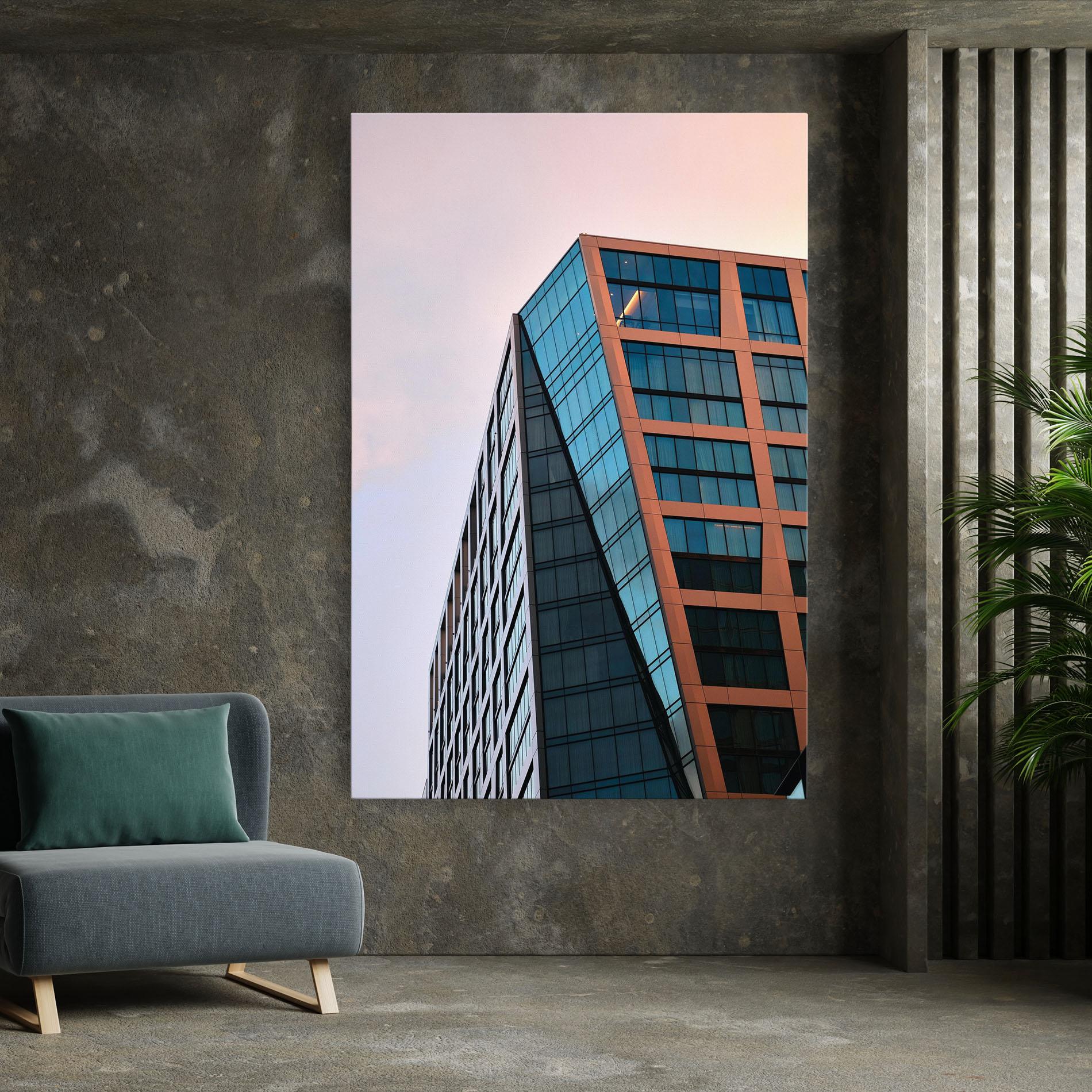 Leinwandbild Blue Glass Building mockup 7