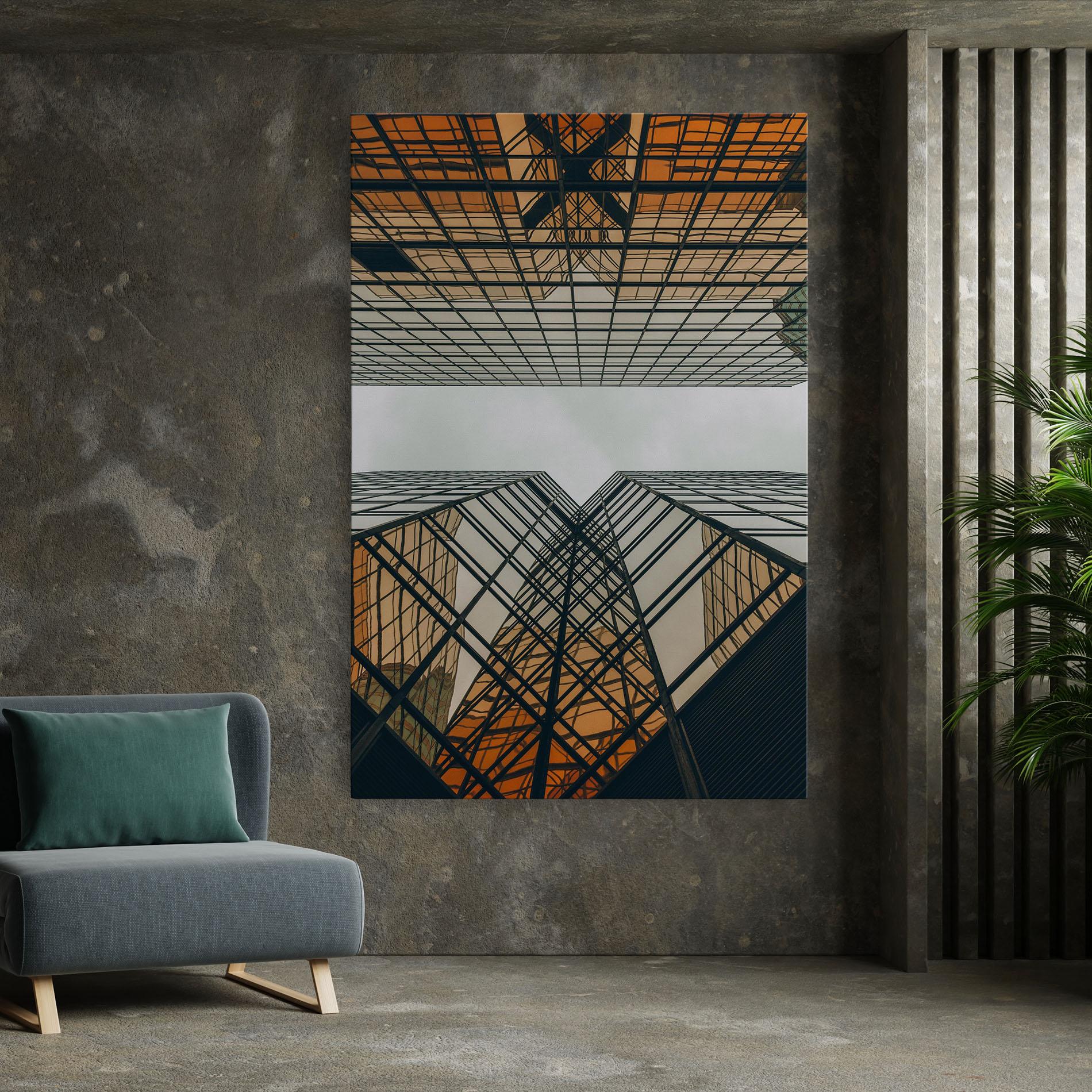 Leinwandbild Orange Glass Building mockup 7