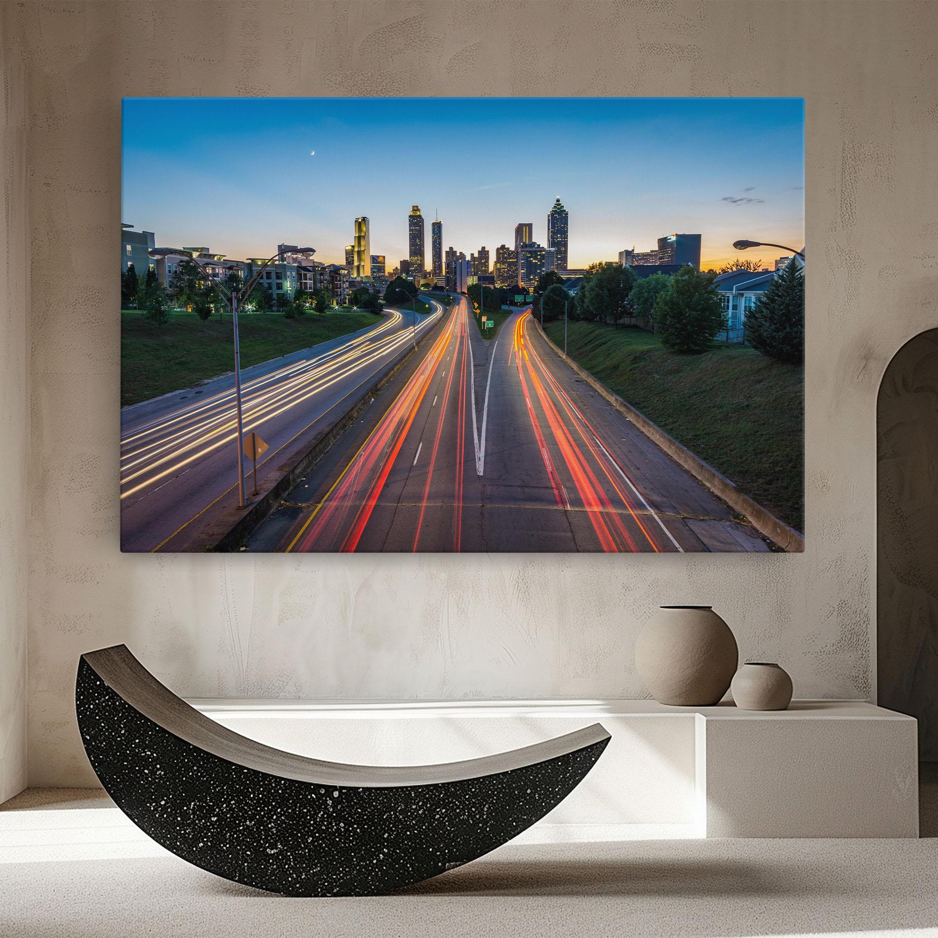 Leinwandbild Car Lights City mockup 8