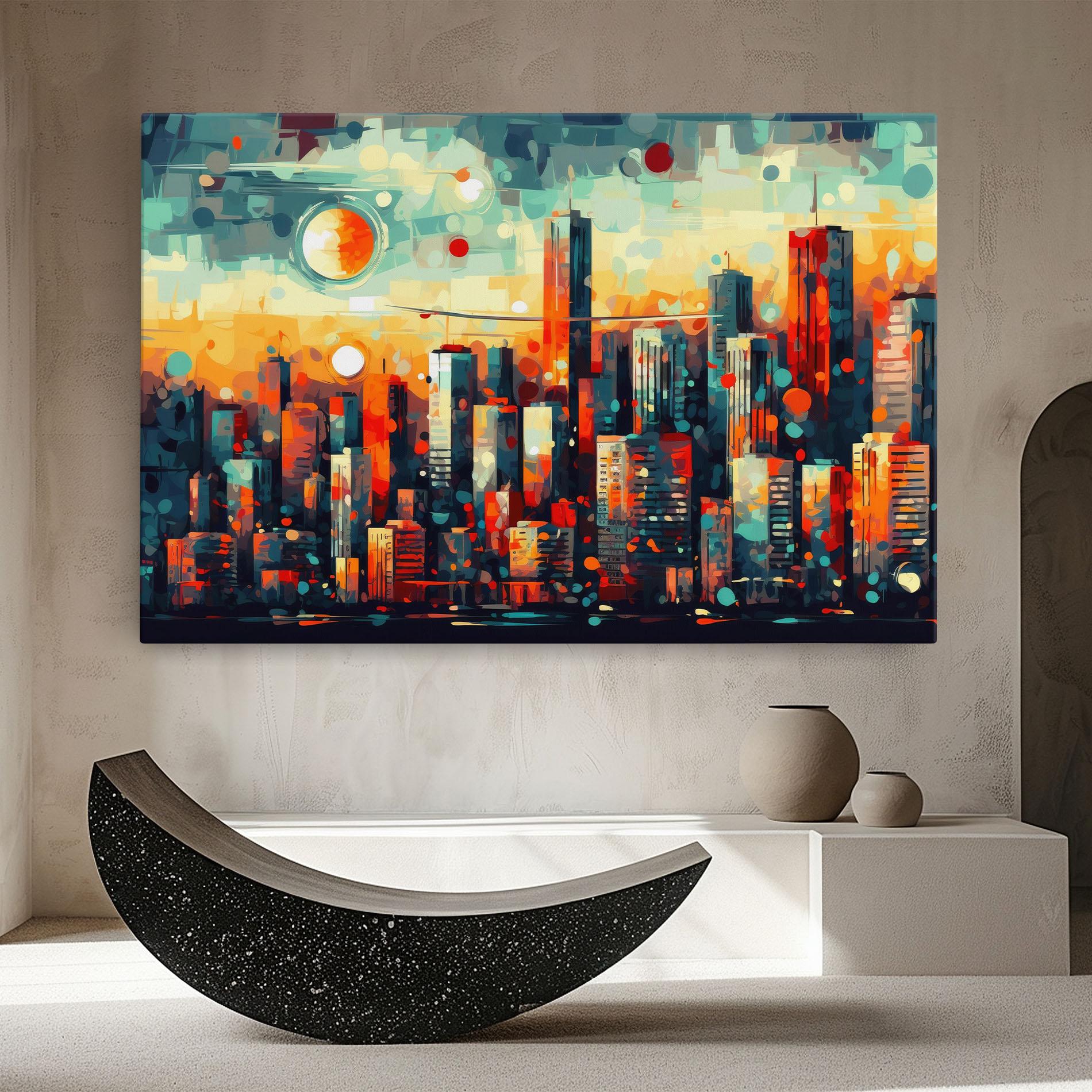 Leinwandbild Colorful City Painting mockup 8