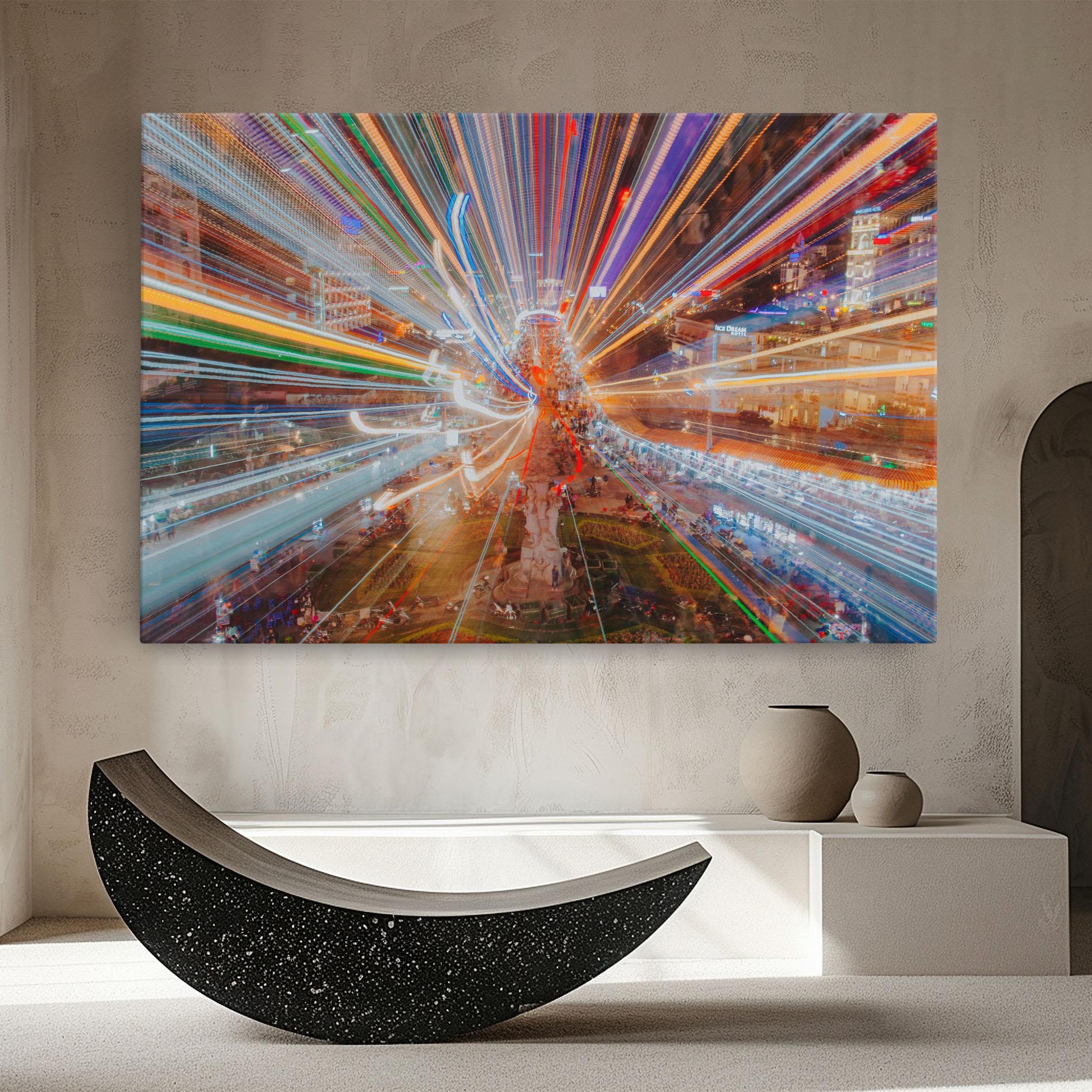 Leinwandbild Colorful Light City mockup 8