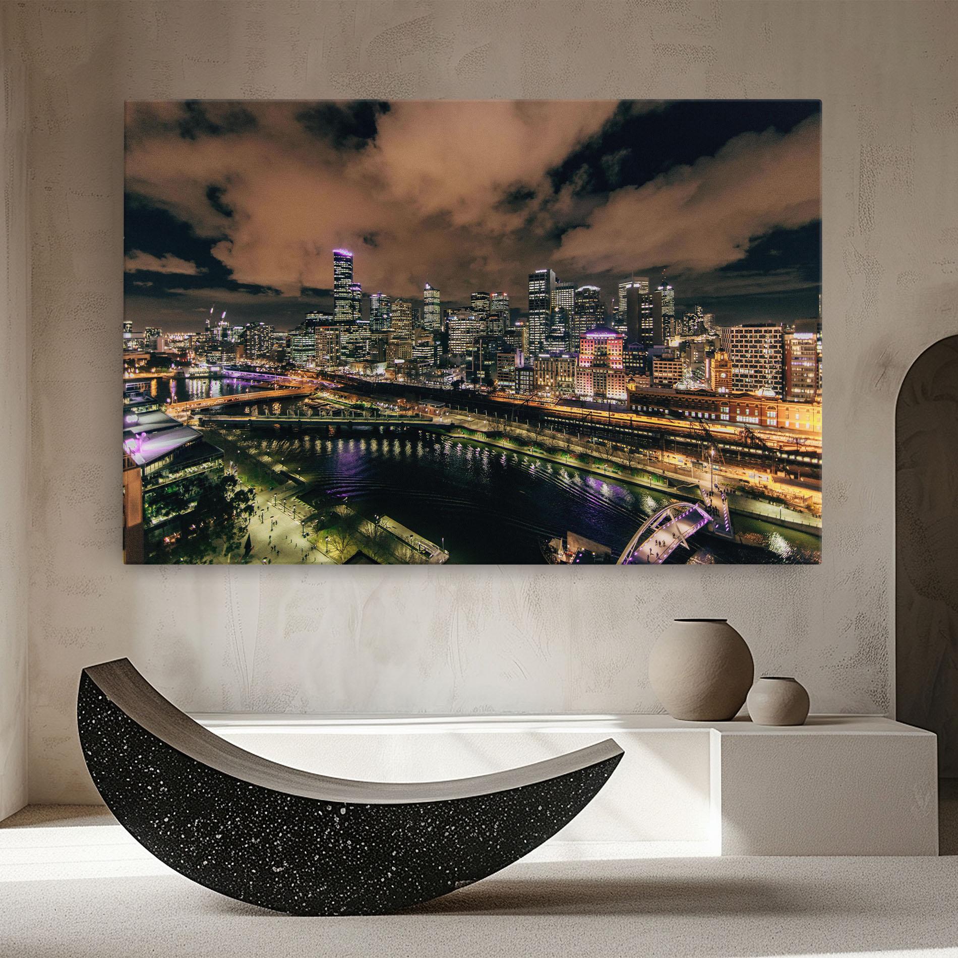 Leinwandbild Green Purple City mockup 8