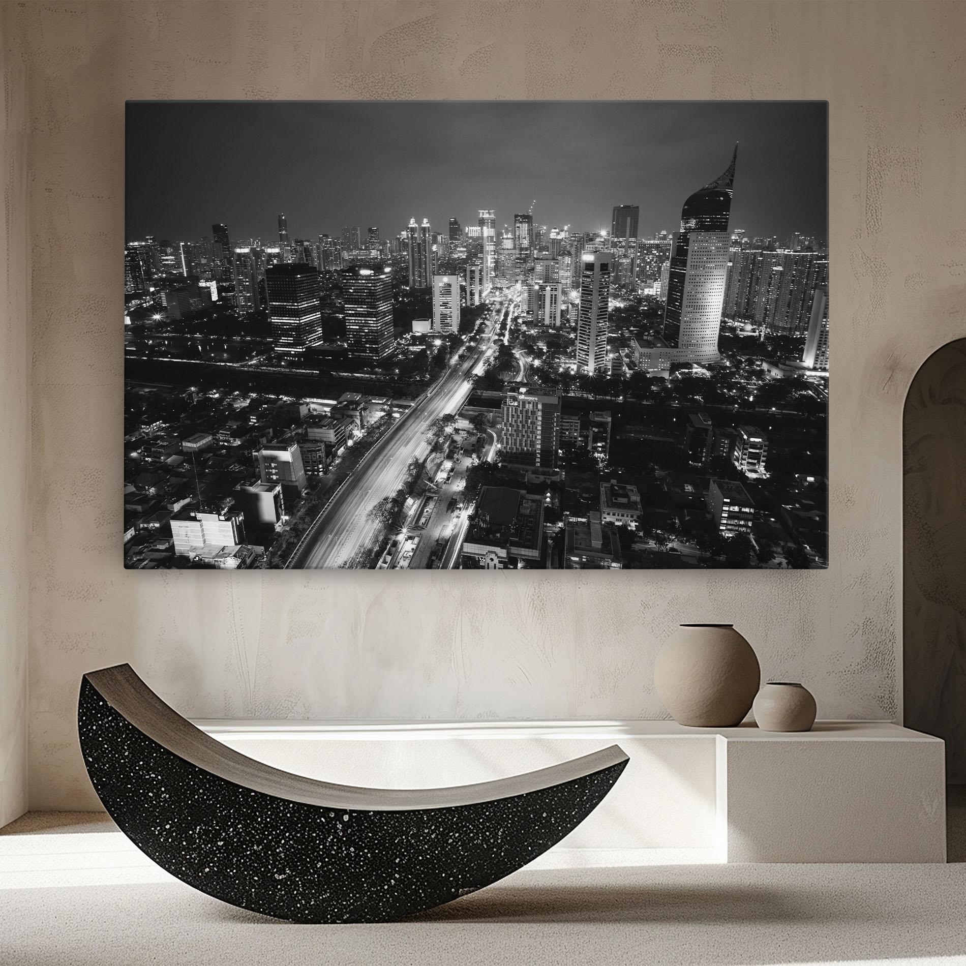 Leinwandbild Grey Lights City mockup 8