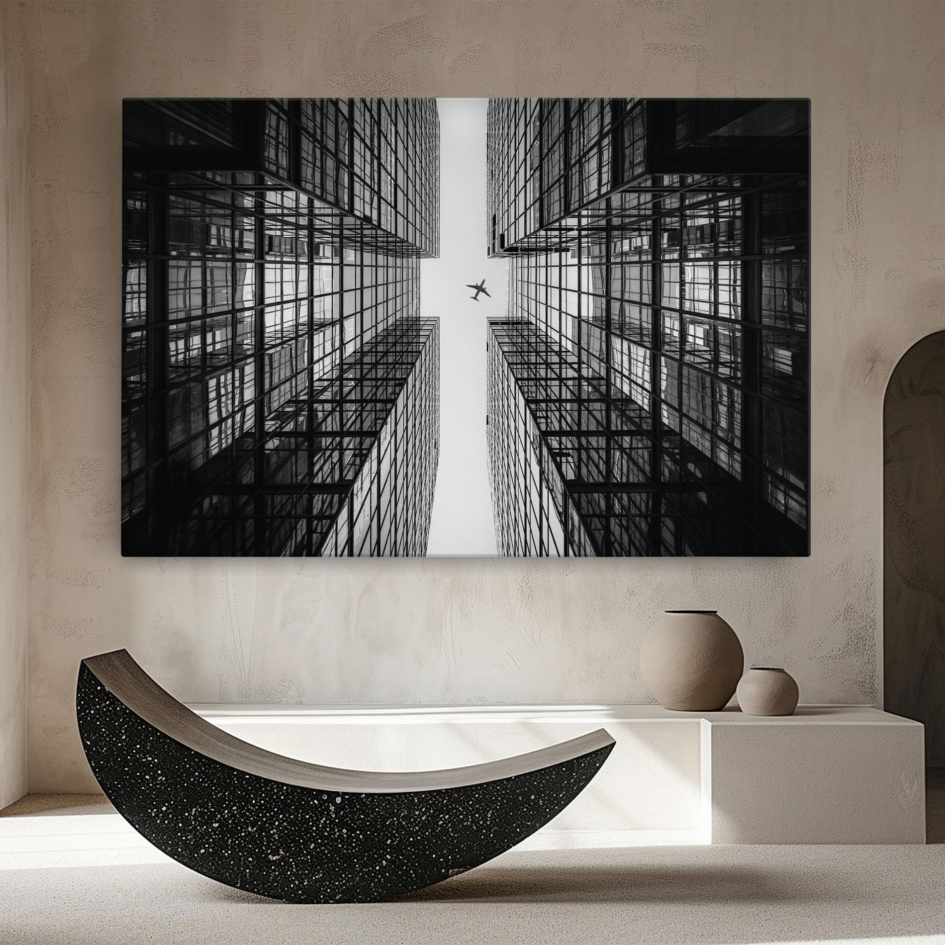 Leinwandbild Plane Grey Building mockup 8