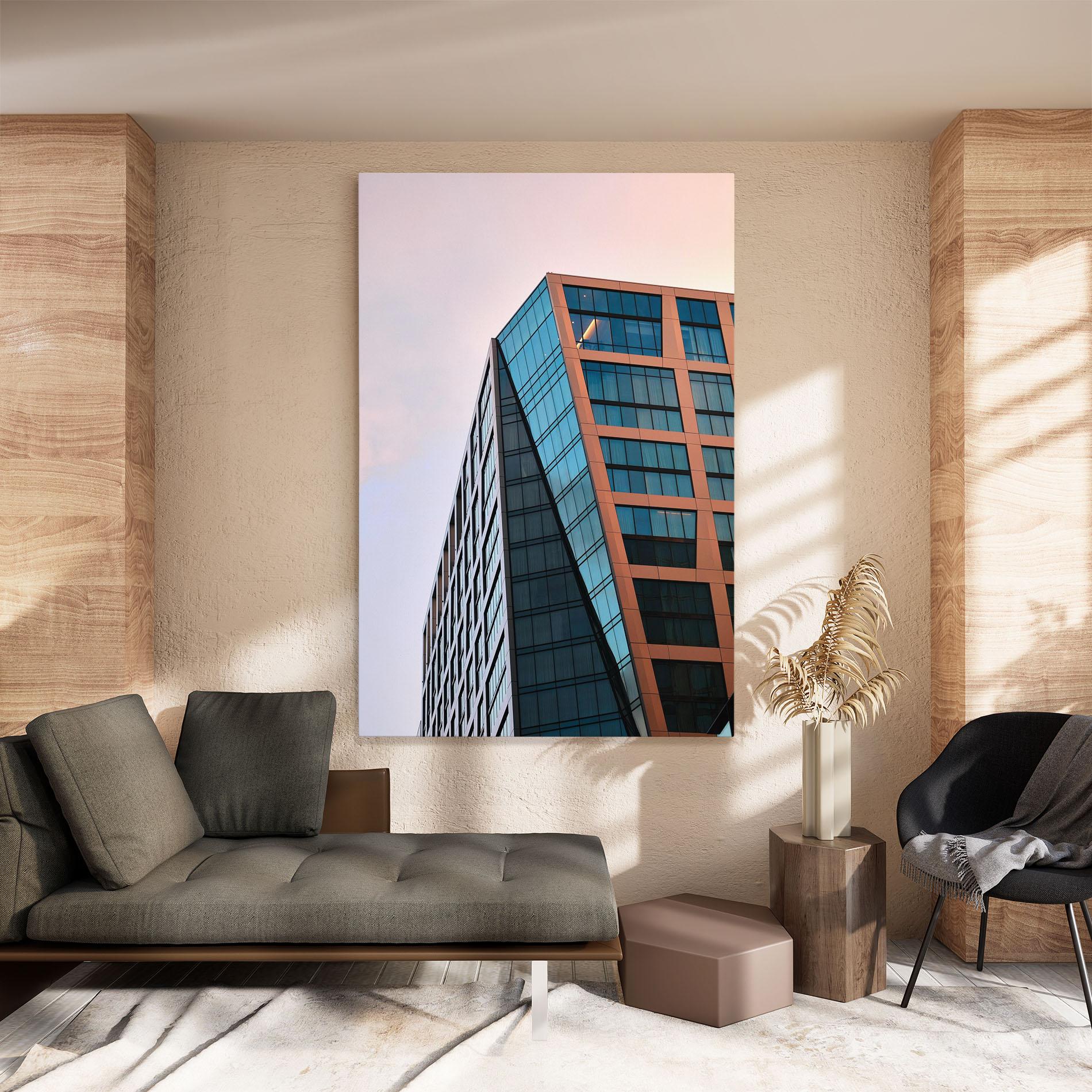 Leinwandbild Blue Glass Building mockup 8