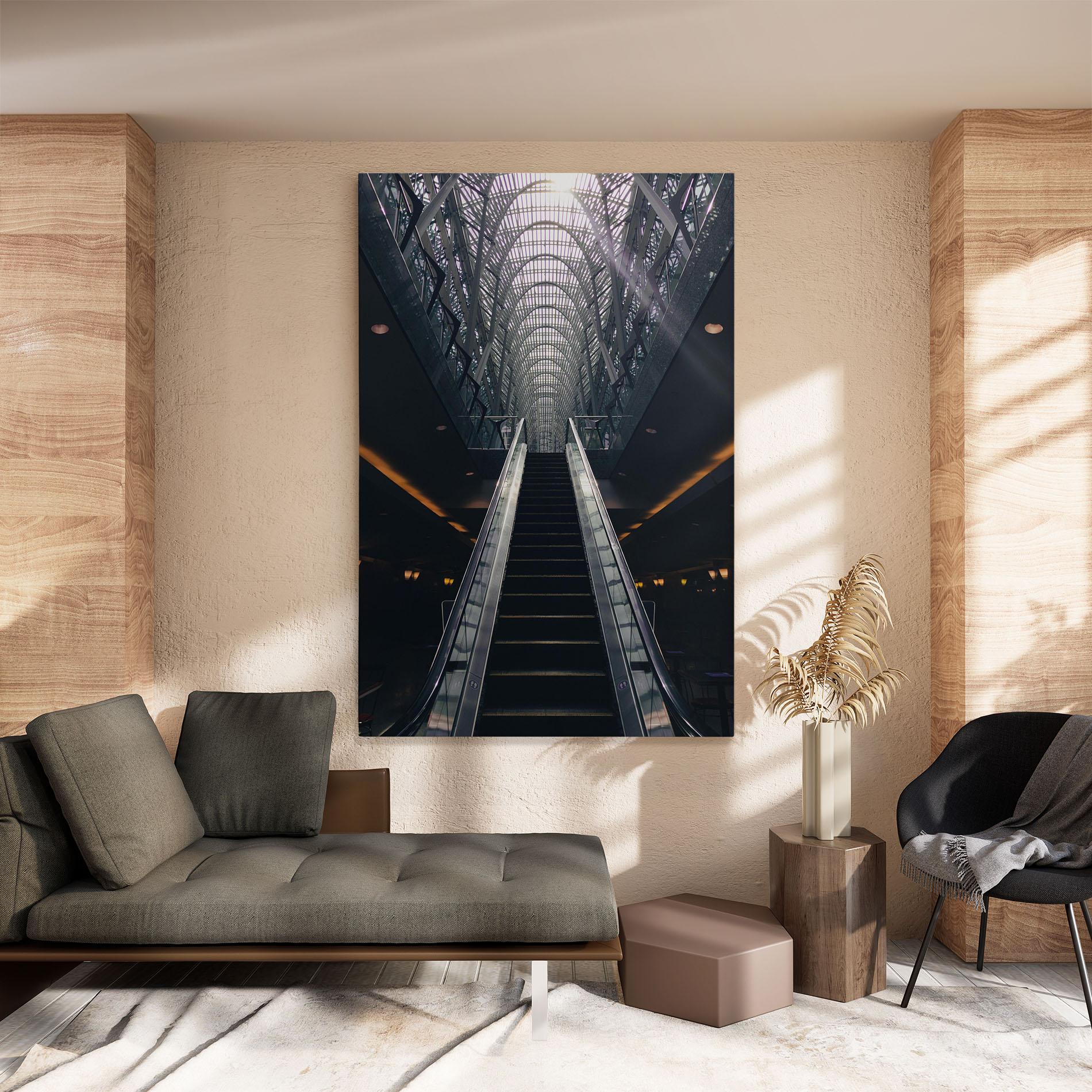 Leinwandbild Grey Stairs Building mockup 8