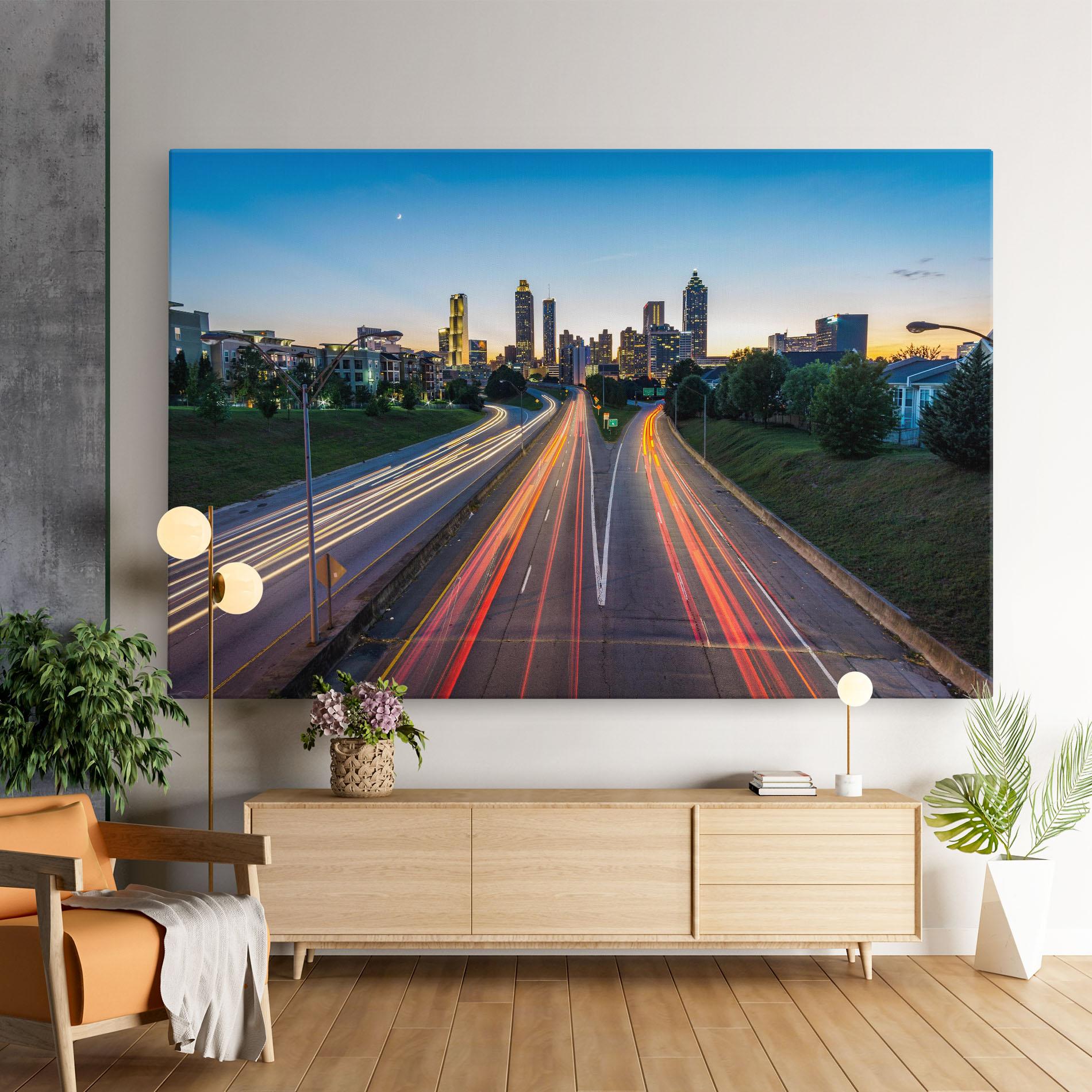 Leinwandbild Car Lights City mockup 9