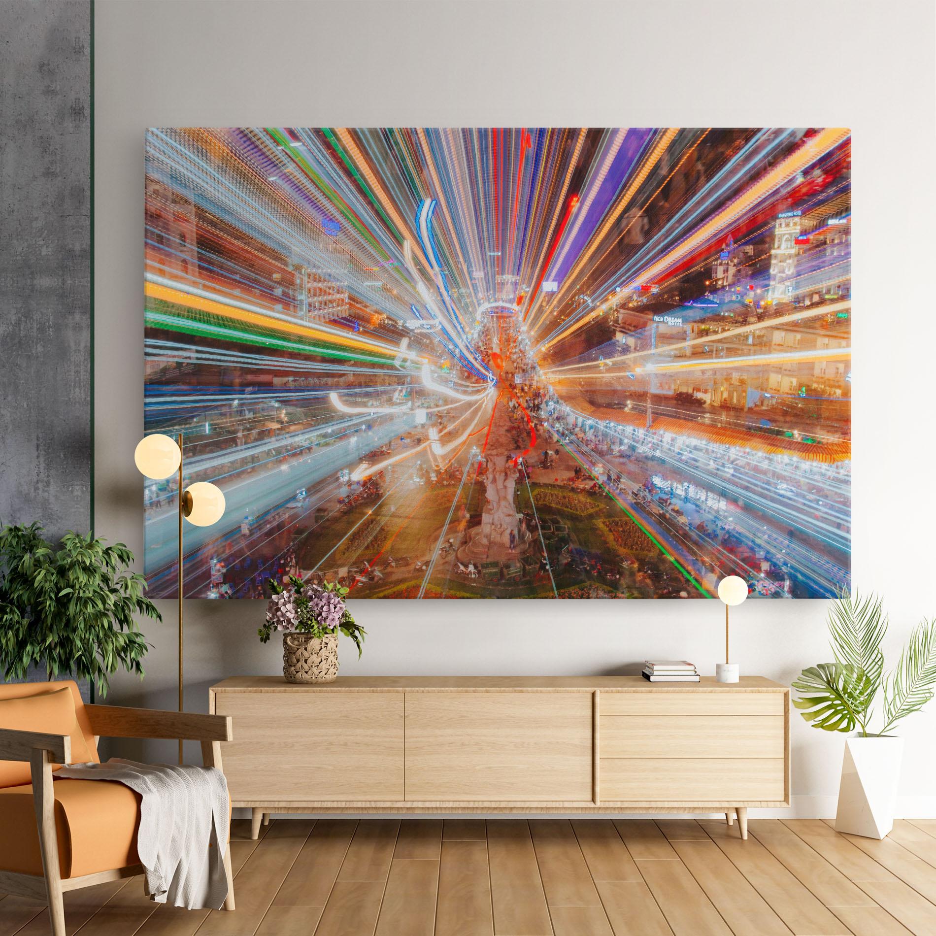 Leinwandbild Colorful Light City mockup 9