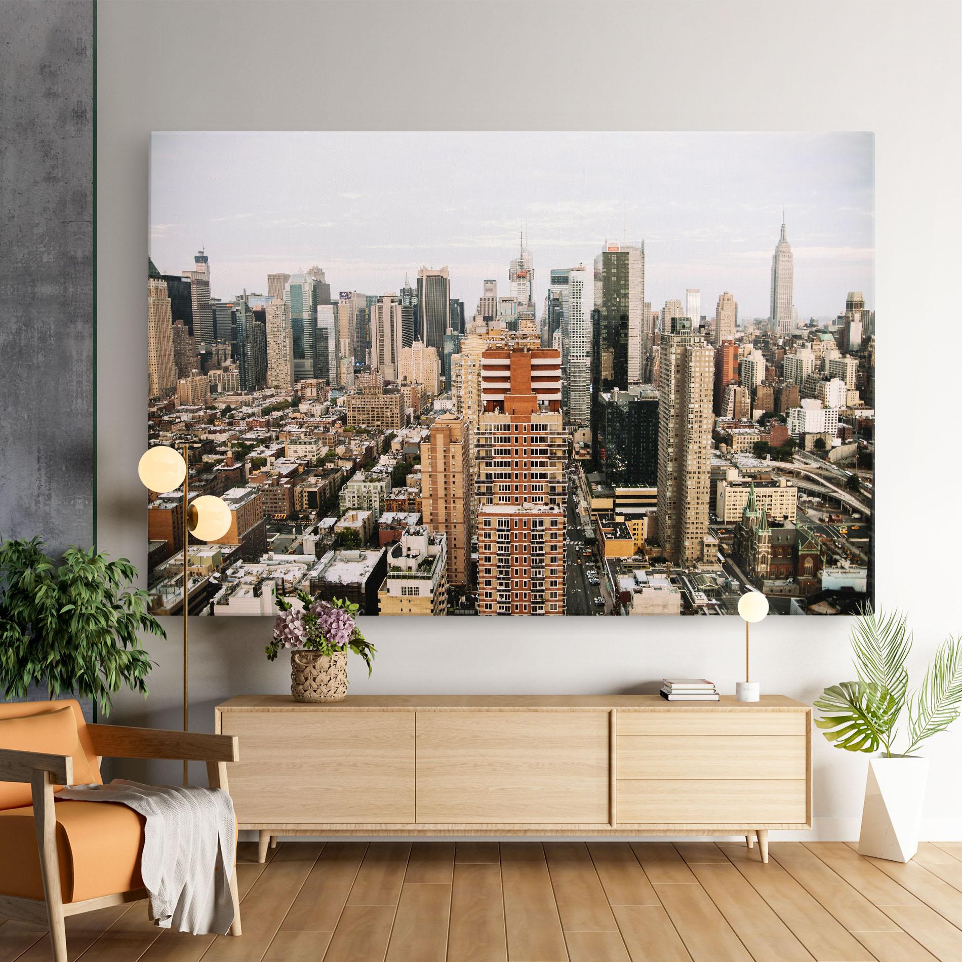 Leinwandbild Cream Orange Building mockup 9