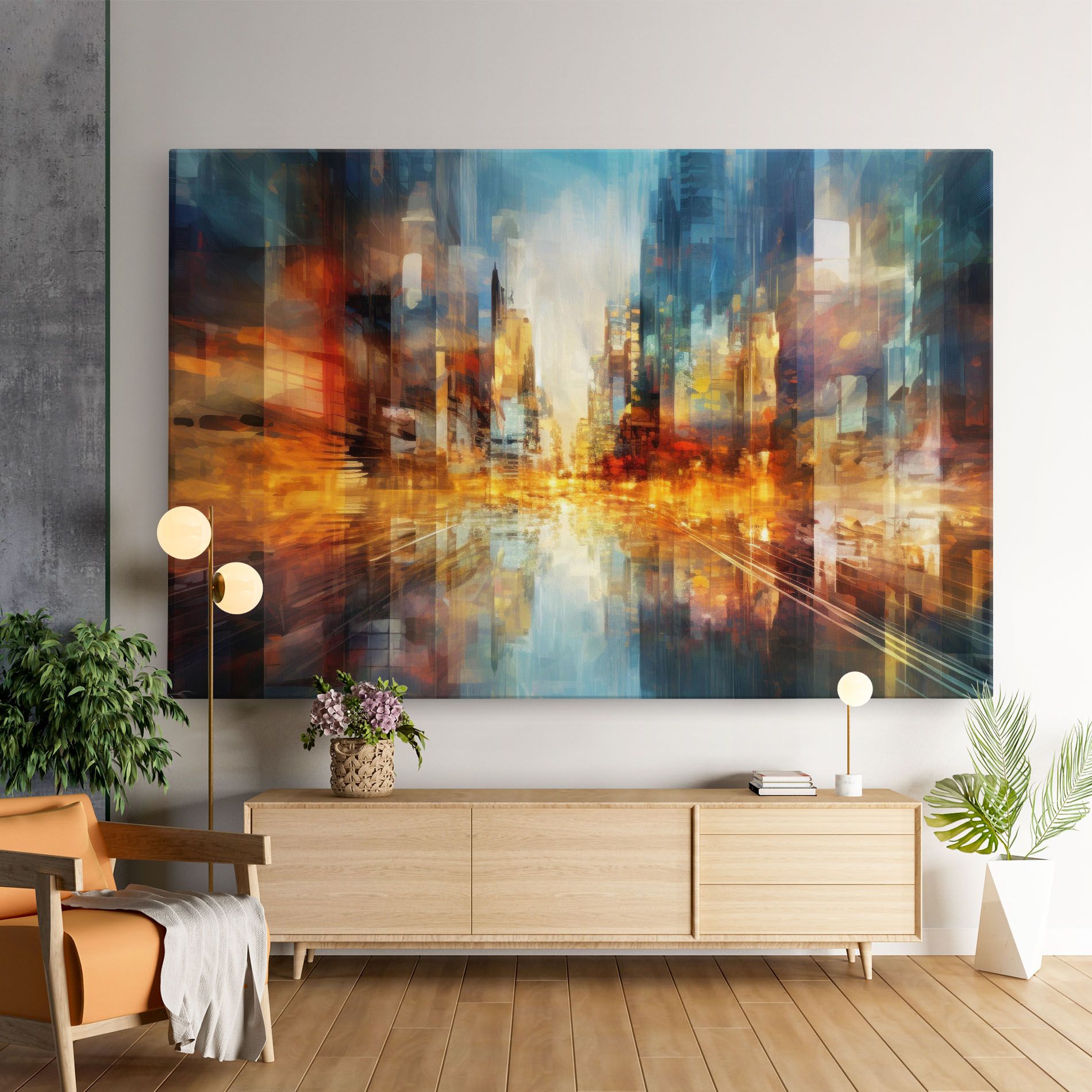 Leinwandbild Orange Lights City