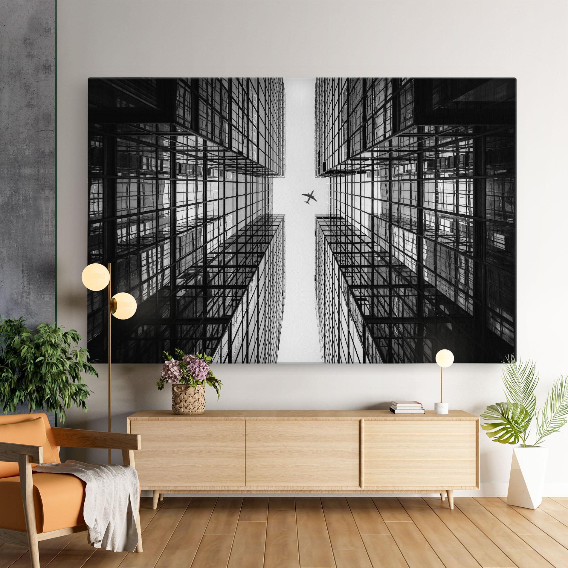 Leinwandbild Plane Grey Building mockup 9