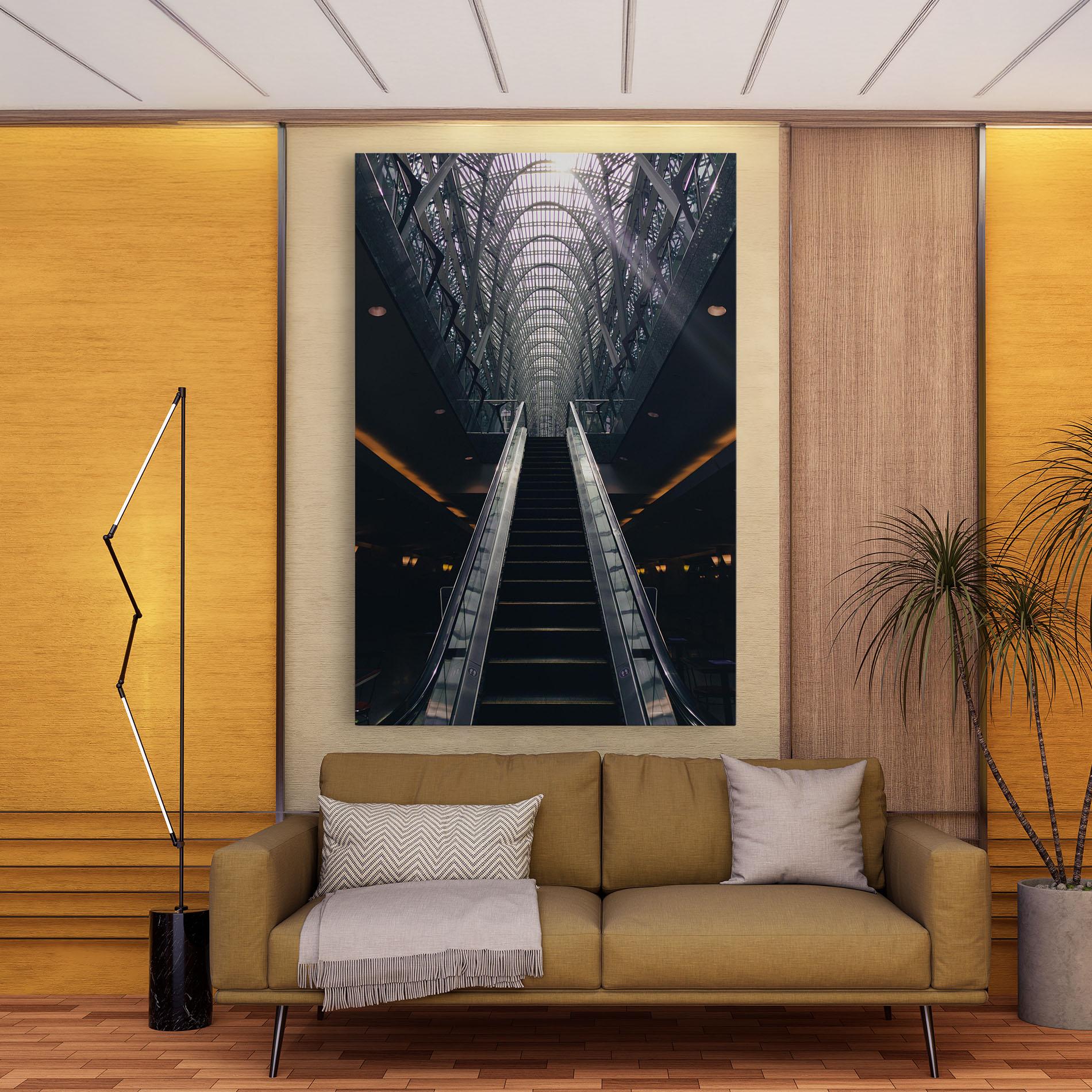 Leinwandbild Grey Stairs Building mockup 9