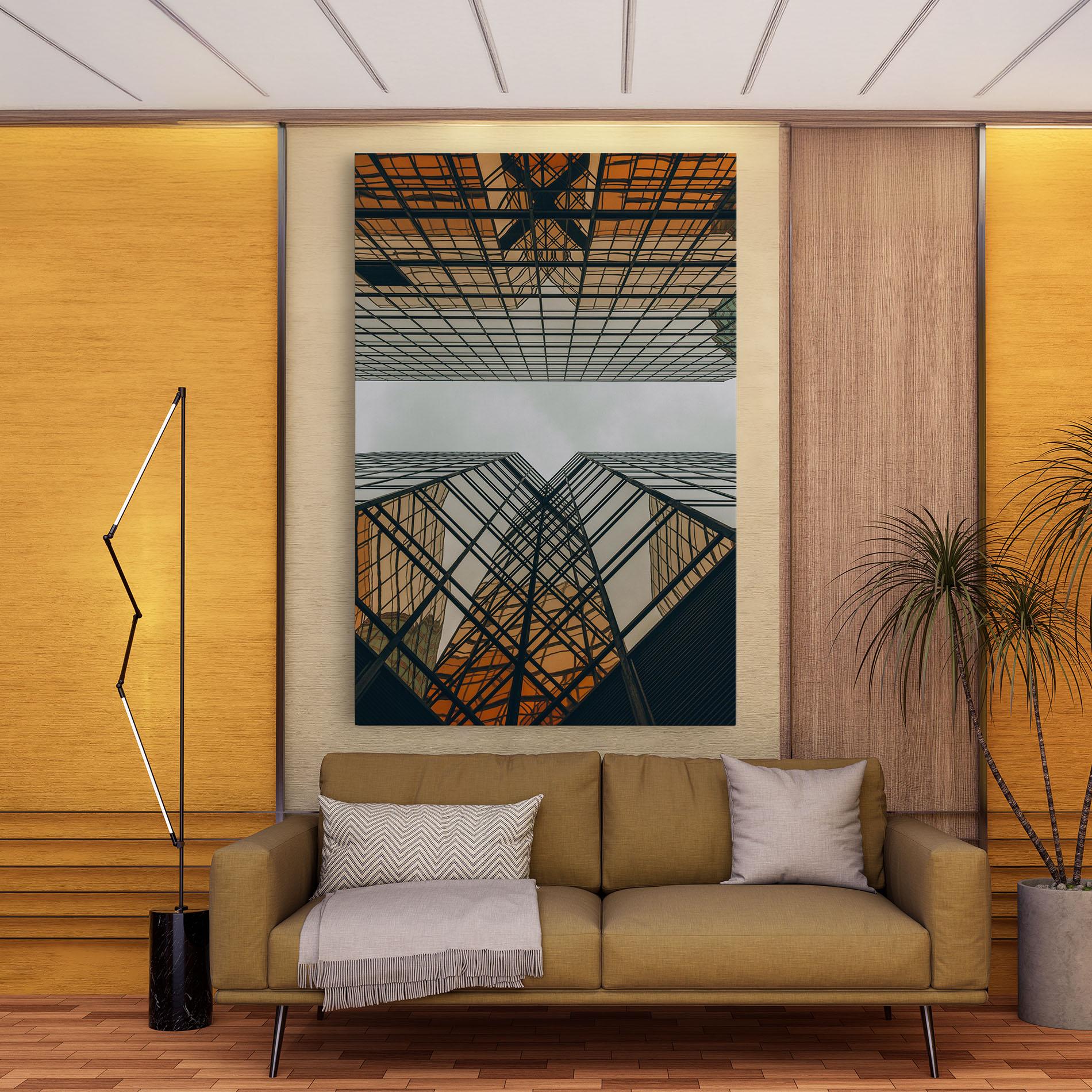 Leinwandbild Orange Glass Building mockup 9