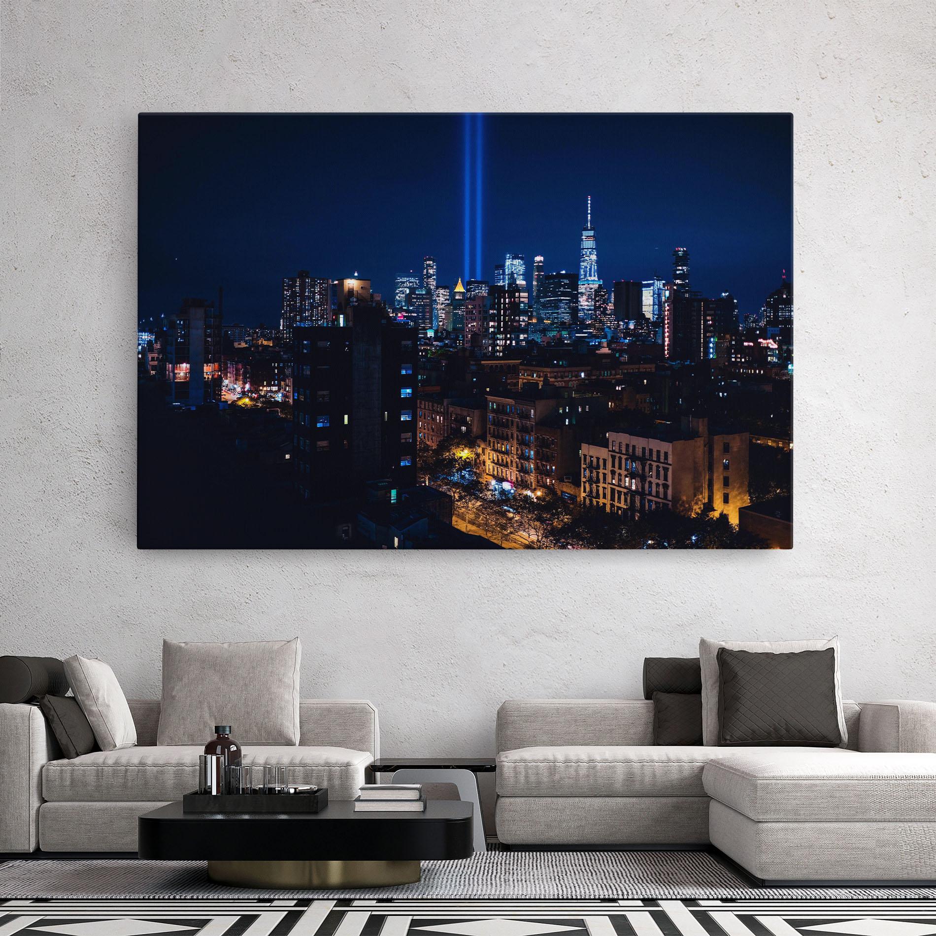 Leinwandbild Blue Light City mockup 2