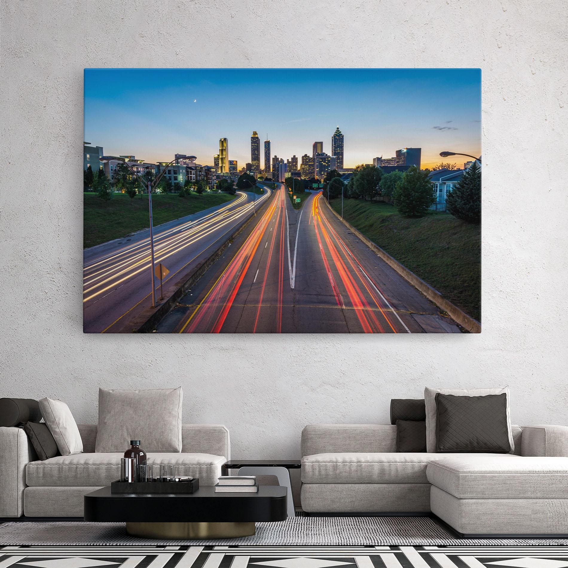 Leinwandbild Car Lights City mockup 2