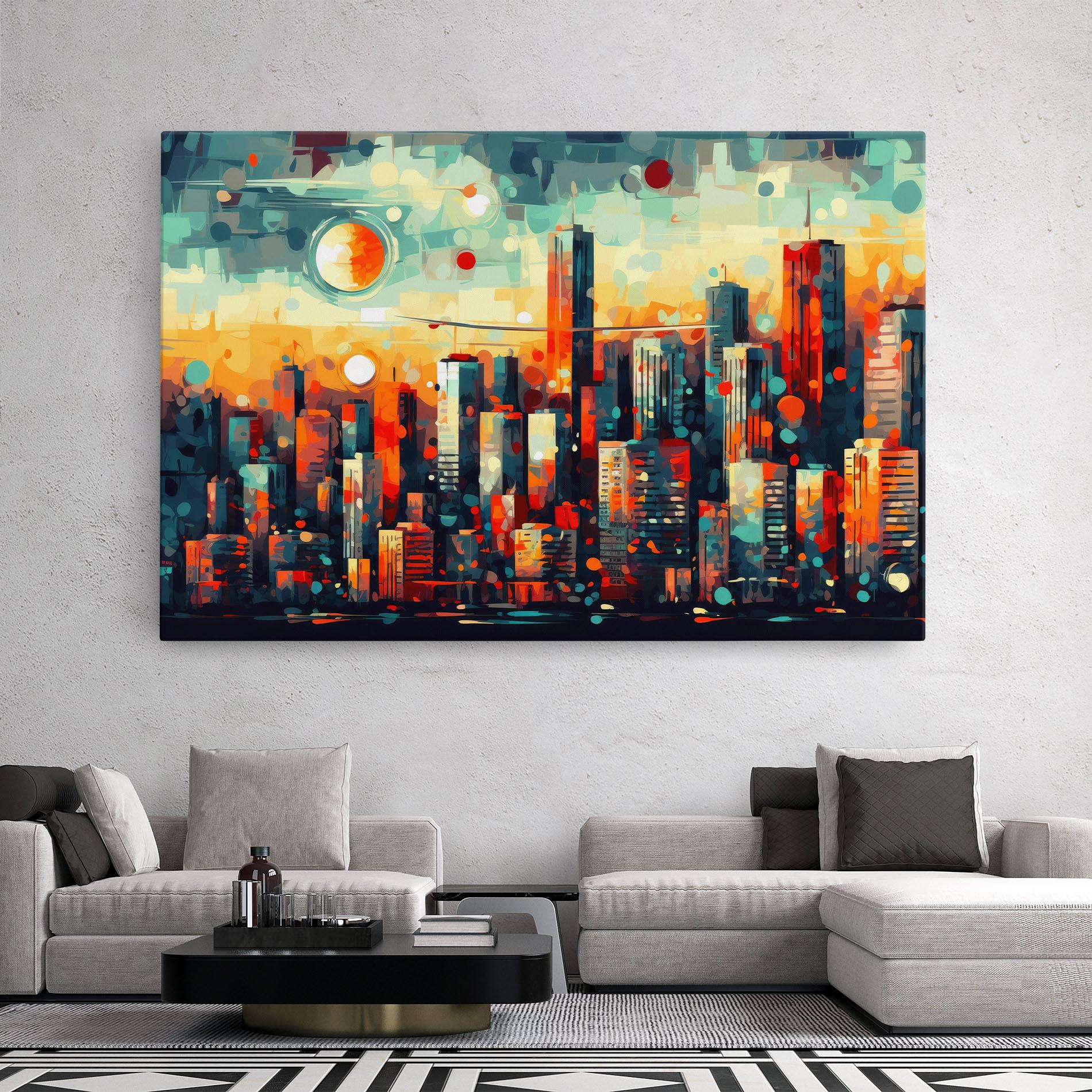 Leinwandbild Colorful City Painting mockup 2
