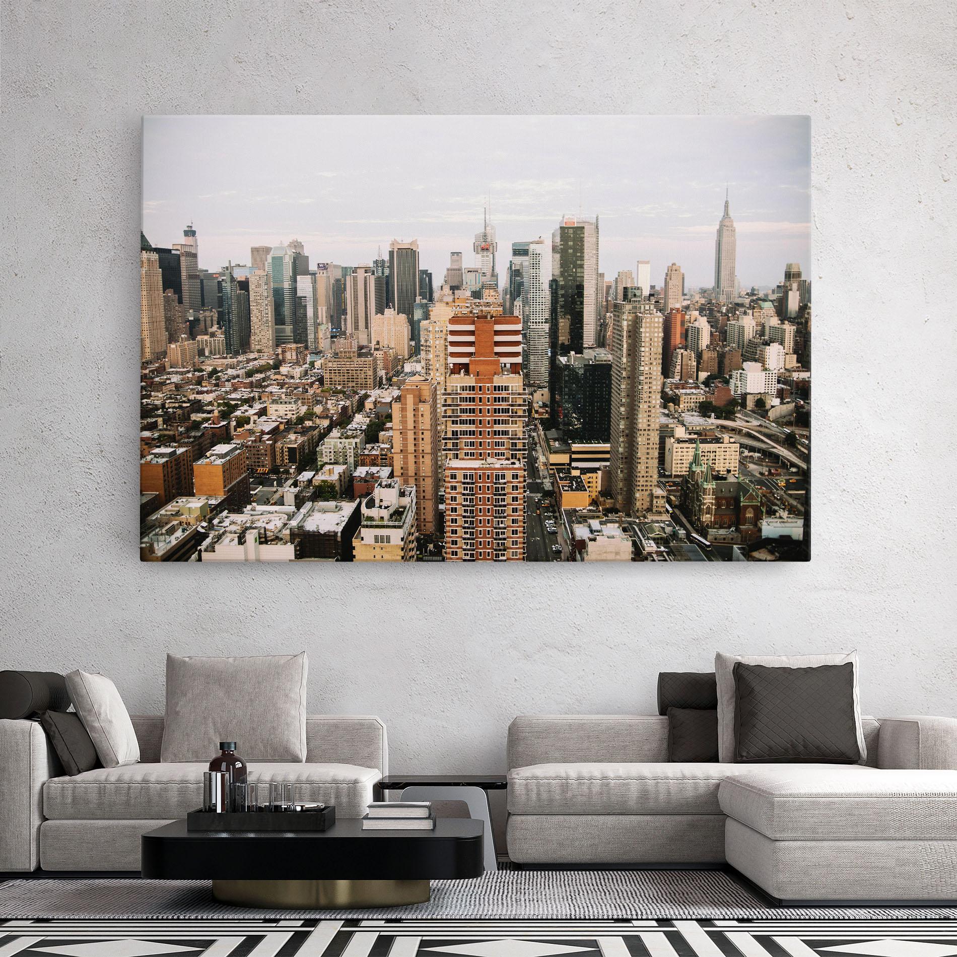 Leinwandbild Cream Orange Building mockup 2