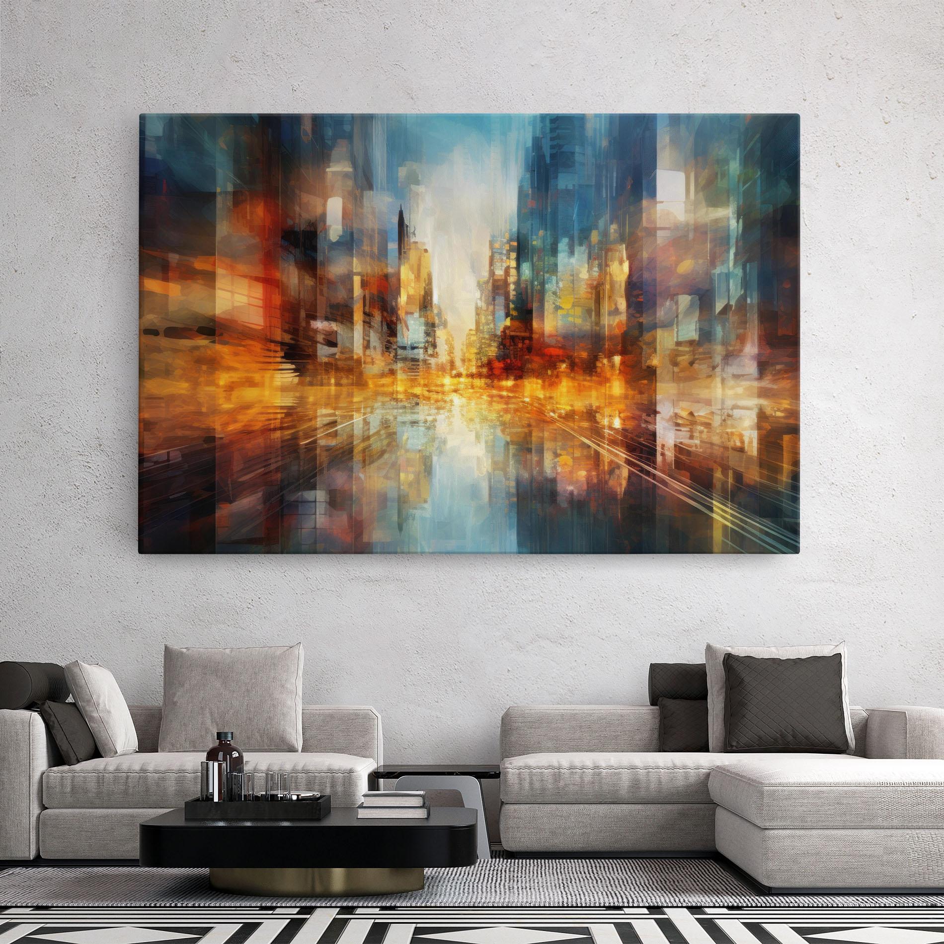 Leinwandbild Orange Lights City mockup 2