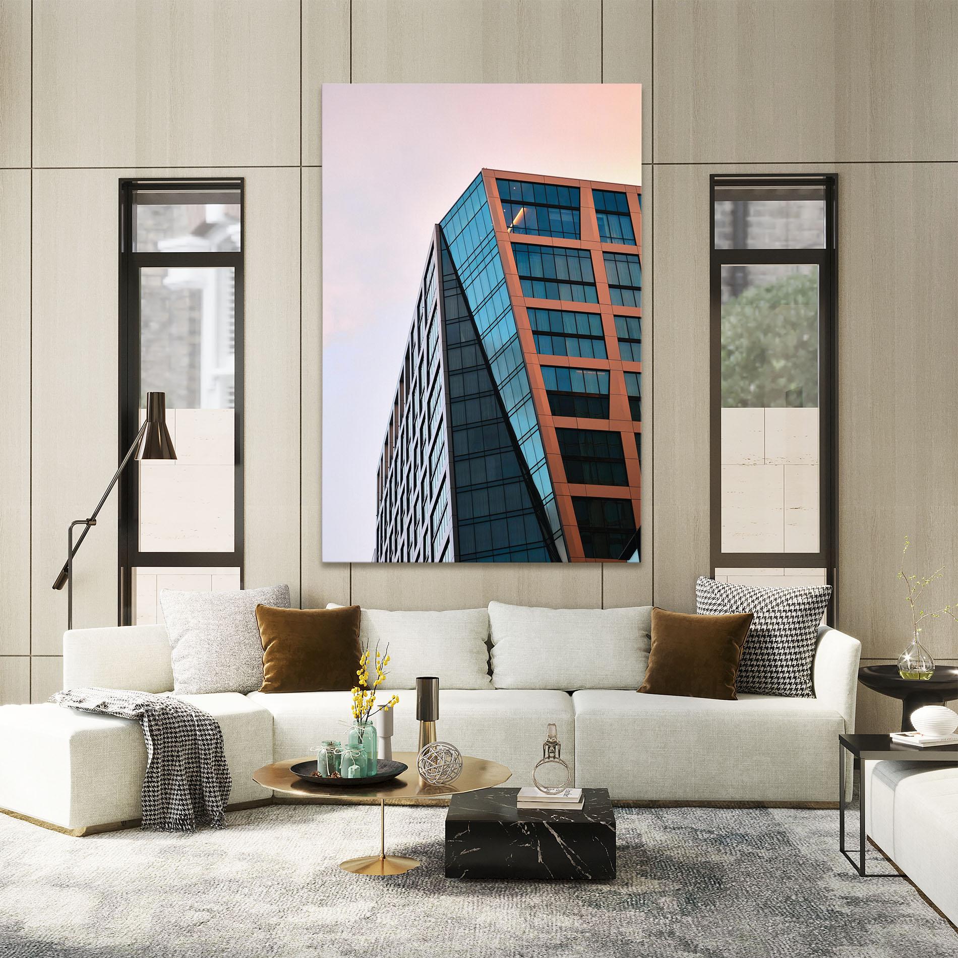 Leinwandbild Blue Glass Building mockup 2