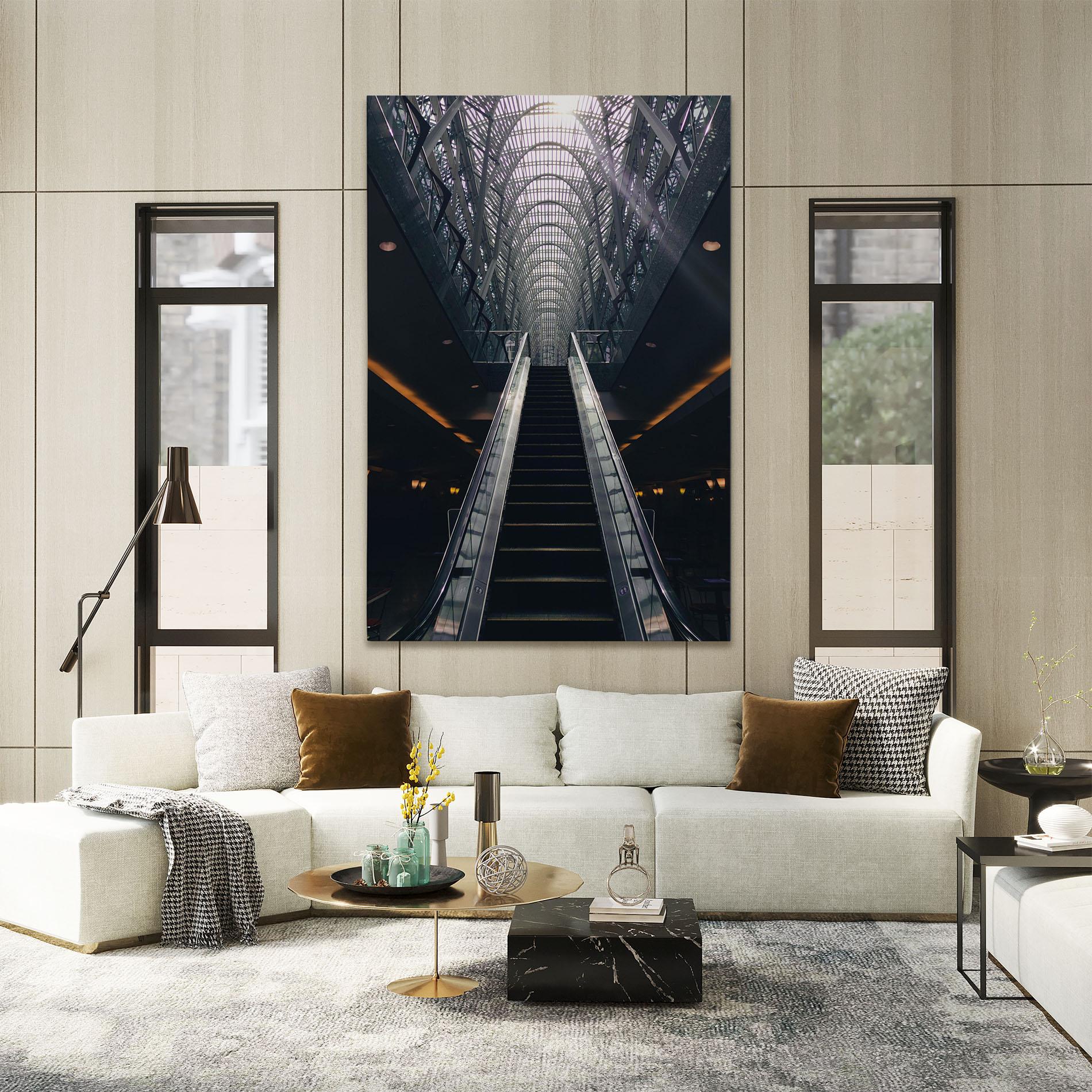 Leinwandbild Grey Stairs Building mockup 2