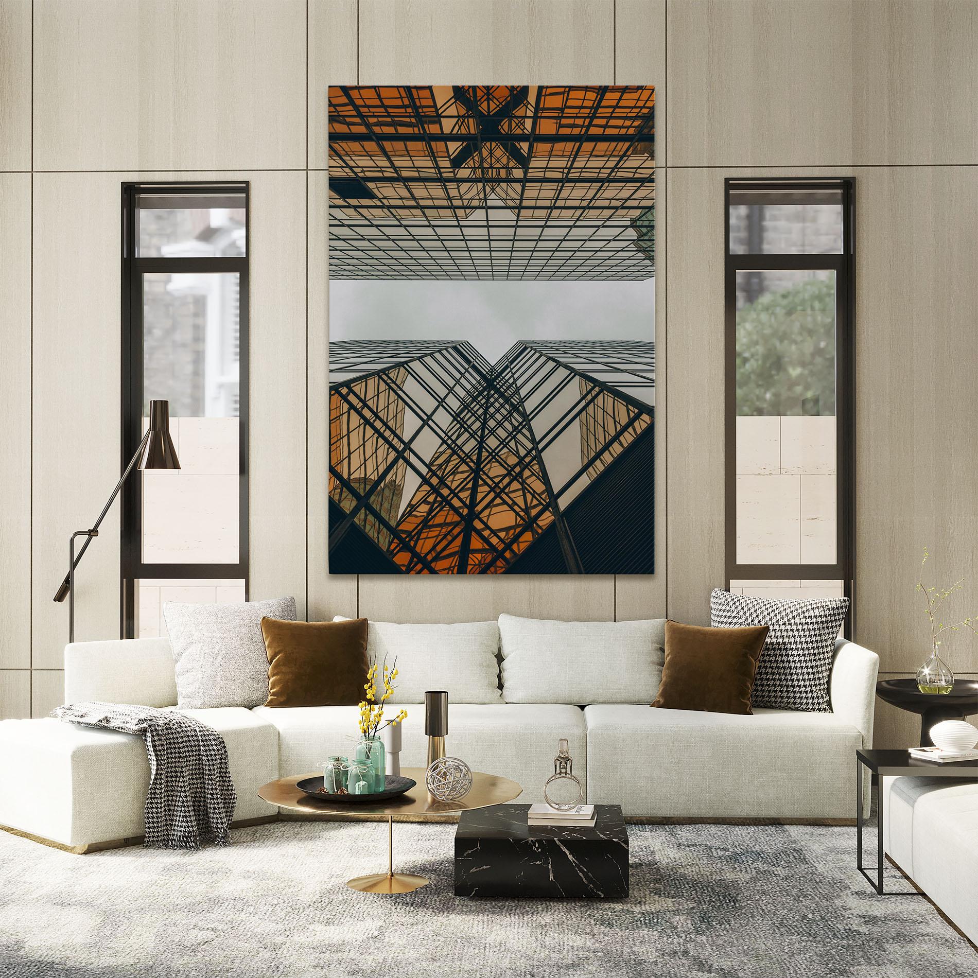 Leinwandbild Orange Glass Building mockup 2