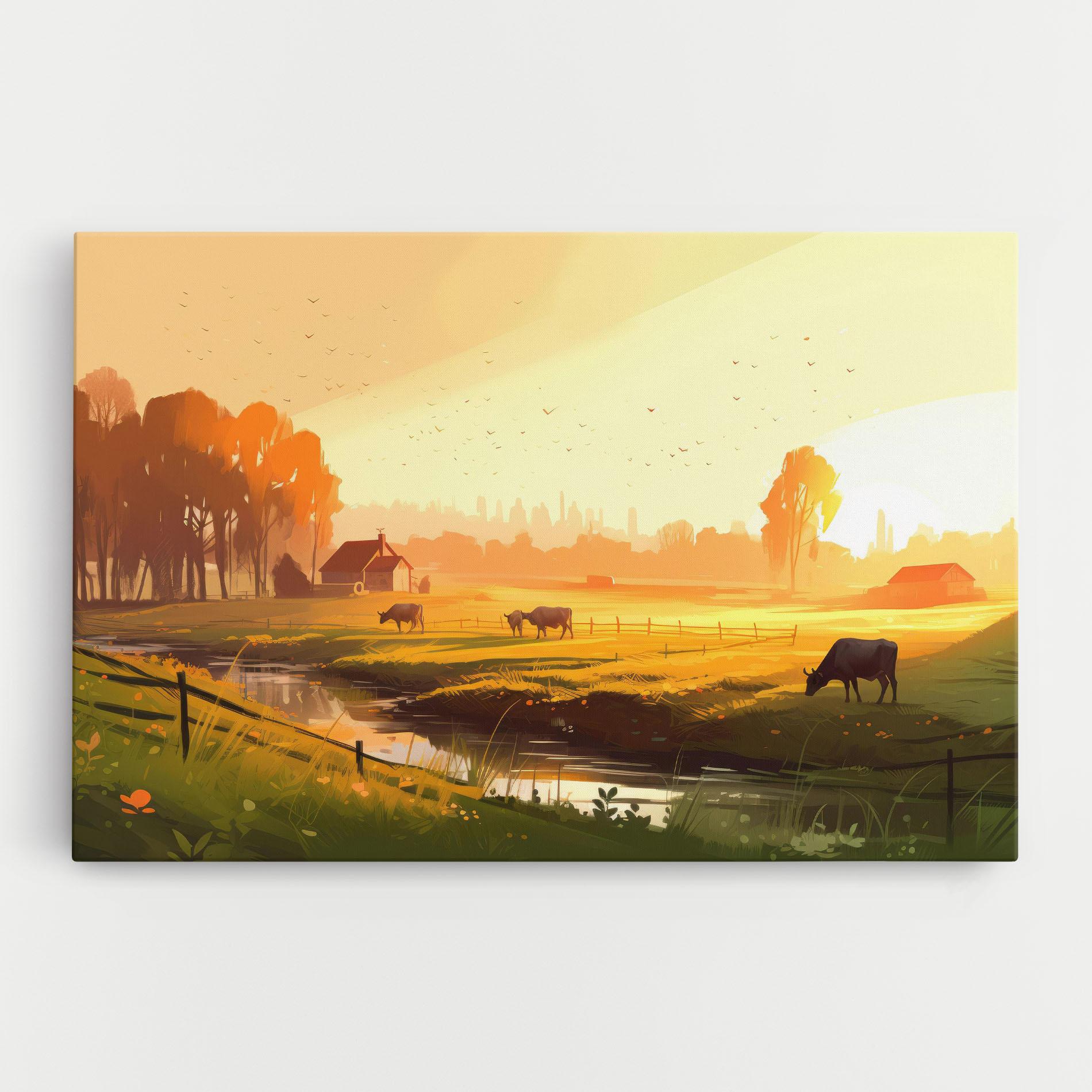 Leinwandbild Sunlight Cows mockup 0