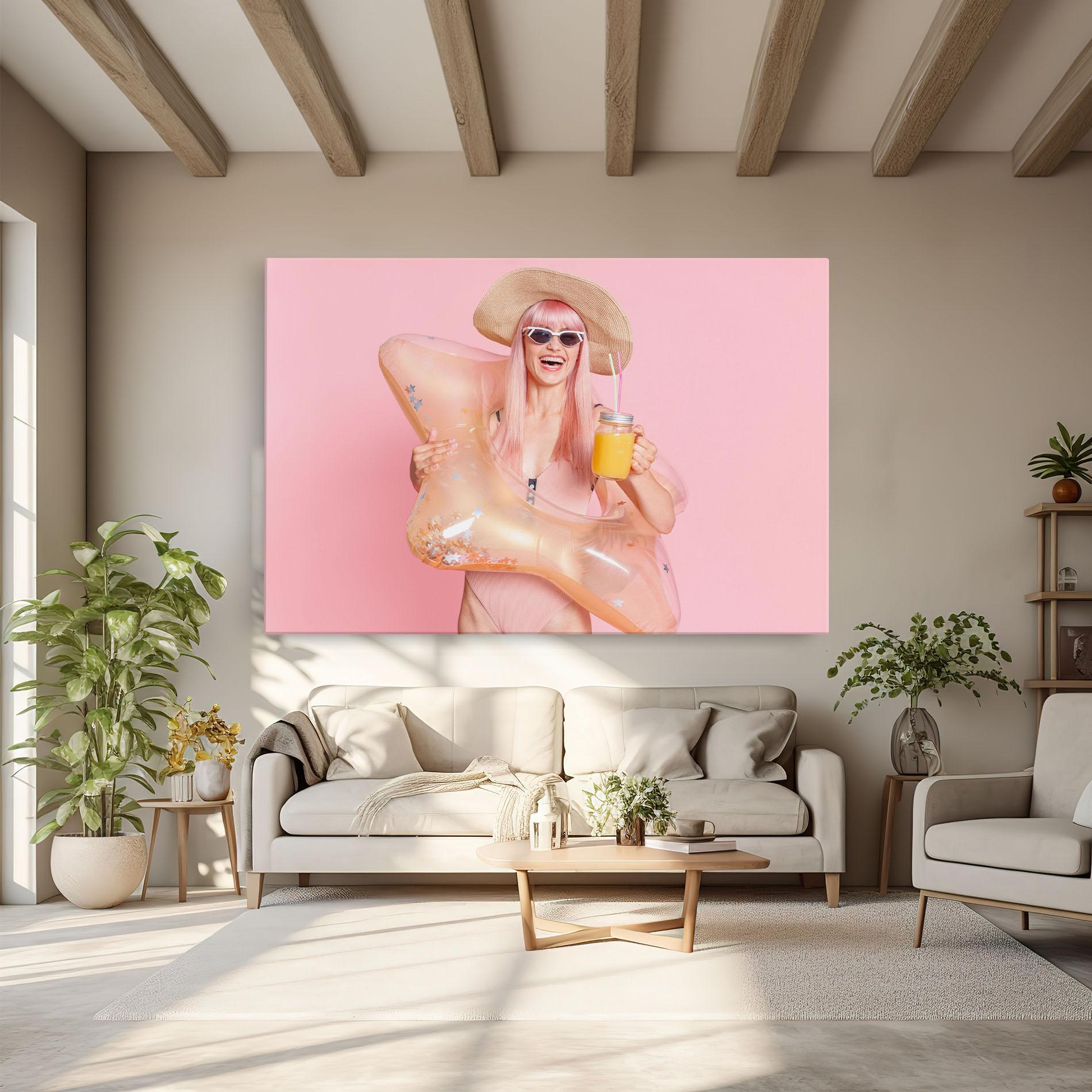 Leinwandbild Joyful Pink Woman mockup 6