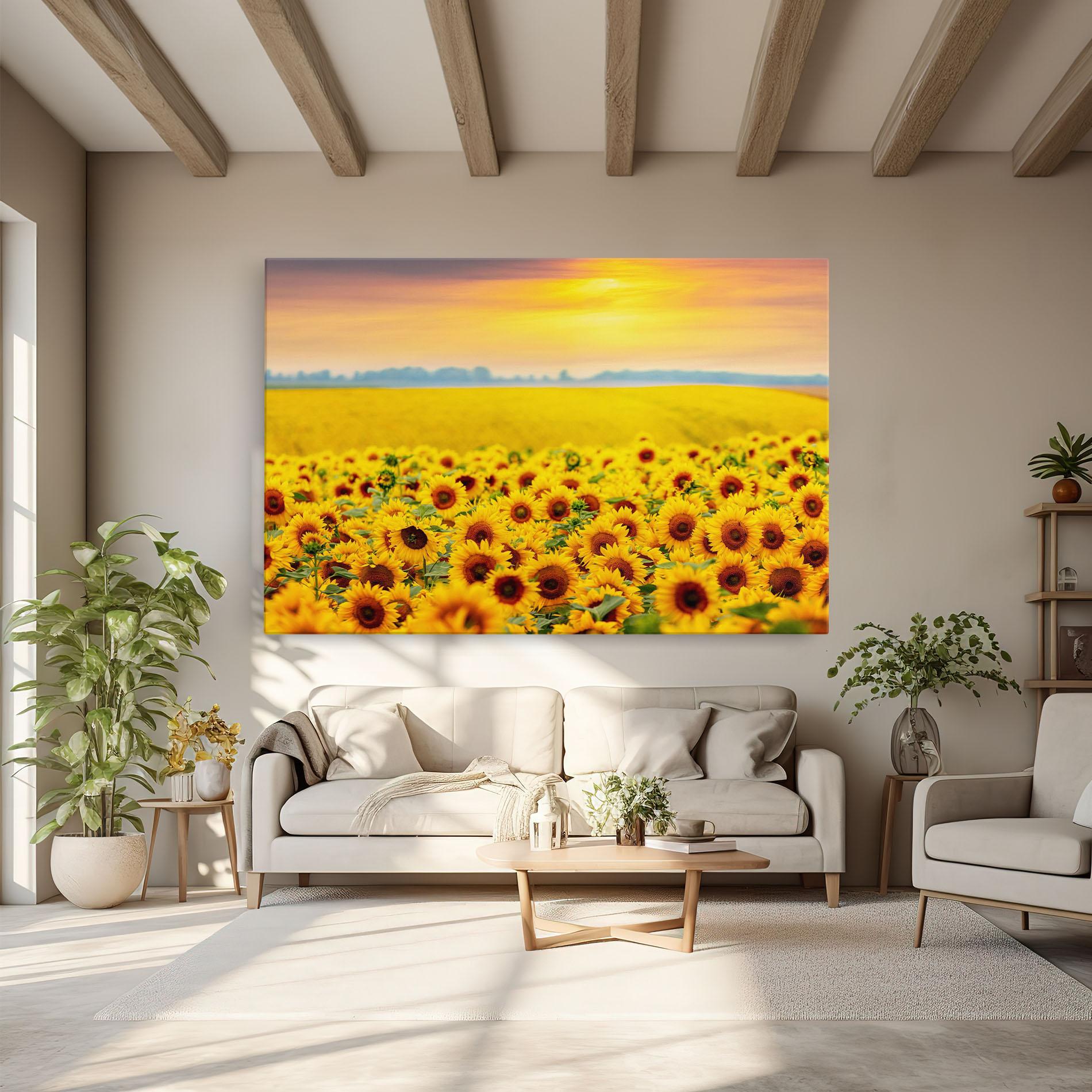 Leinwandbild Yellow Sunflowers mockup 6
