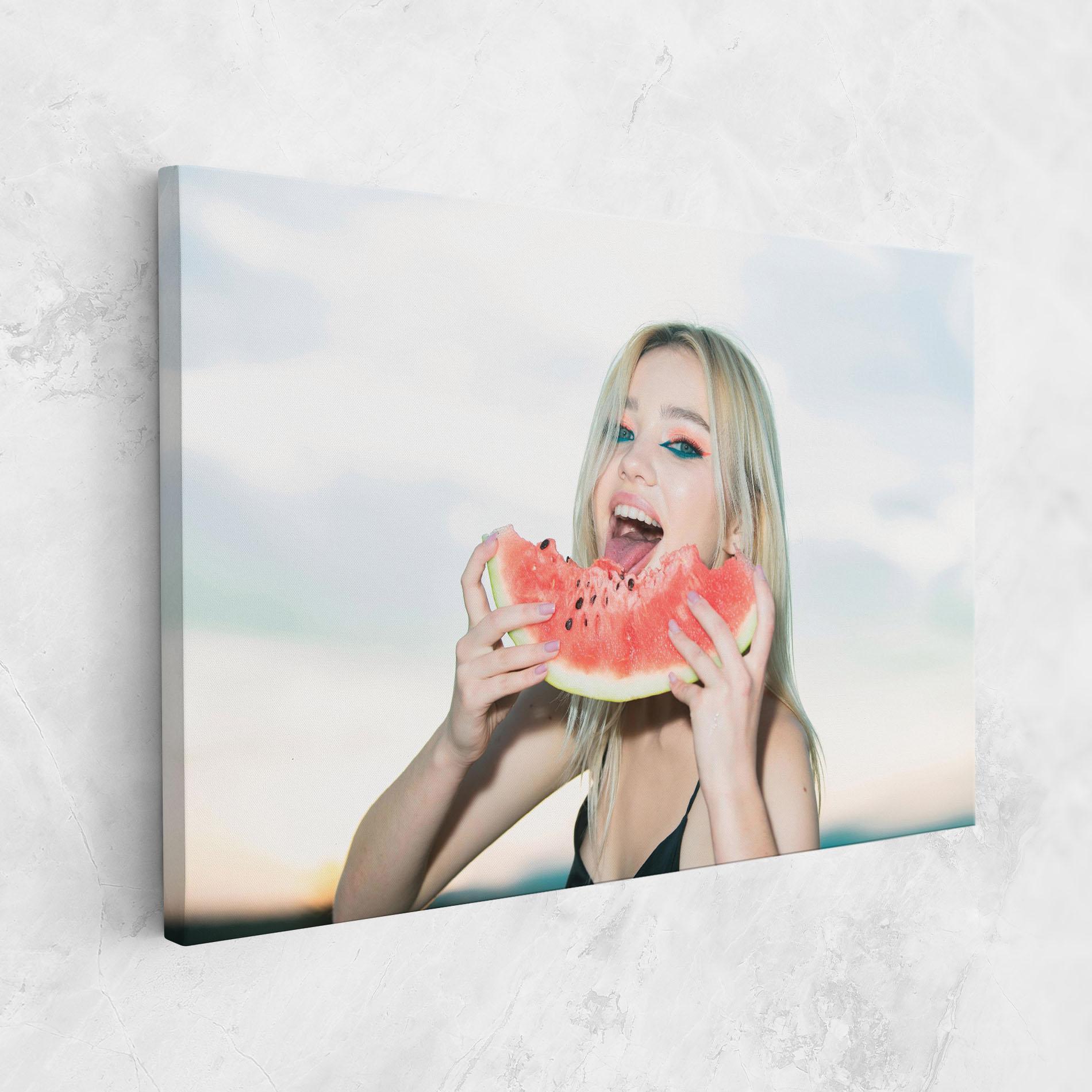 Leinwandbild Eating Watermelon mockup 1